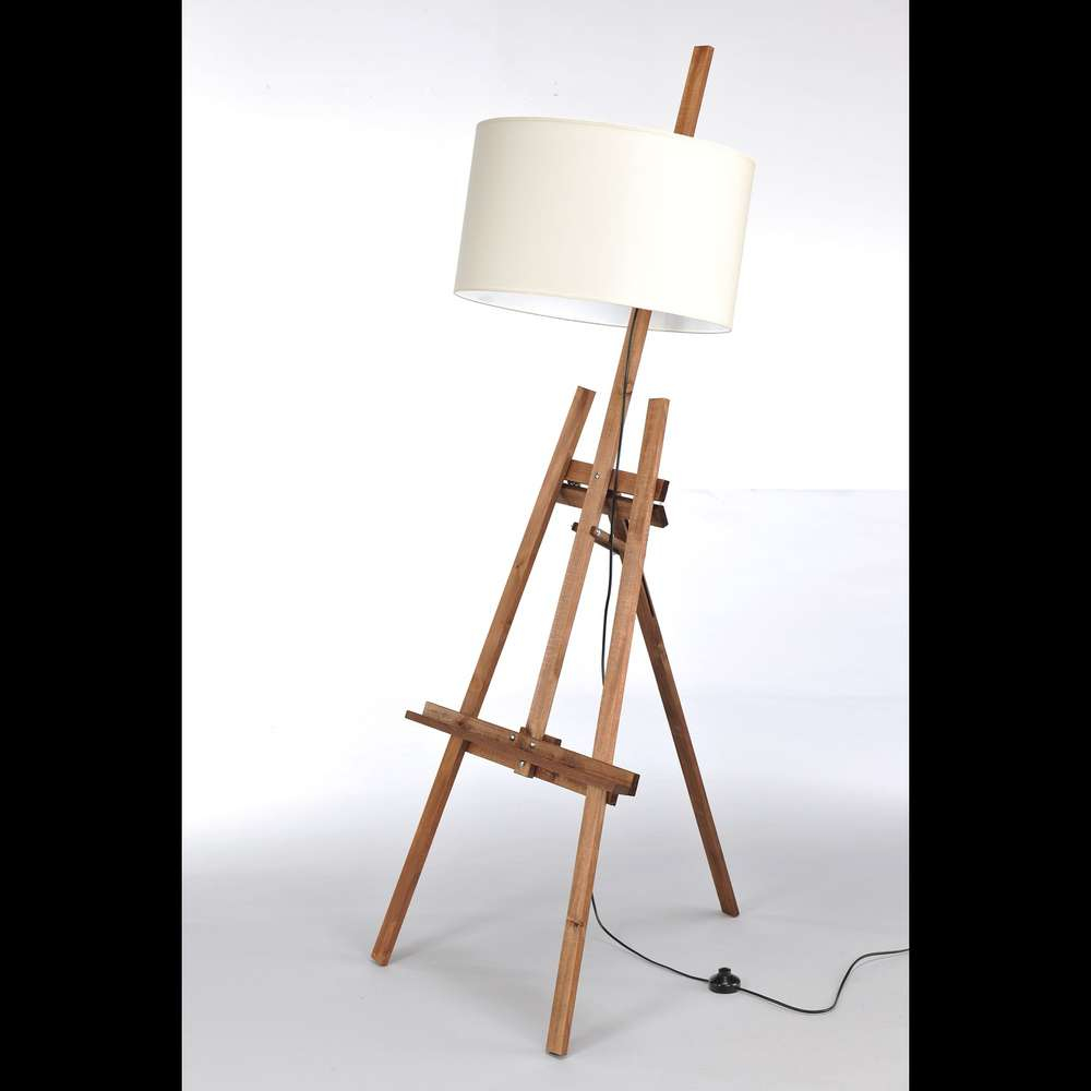 Contemporary Floor Lamp Easel Wood Beige throughout dimensions 1000 X 1000