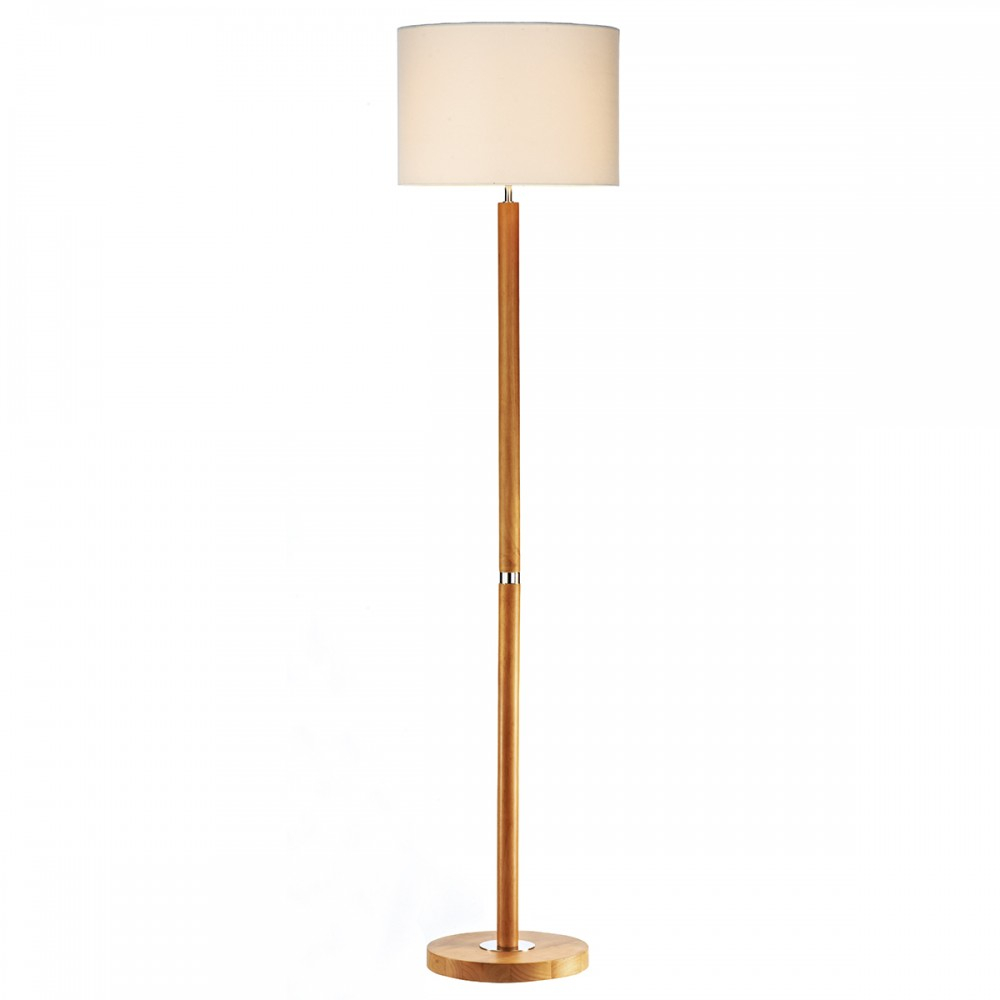 Contemporary Light Wooden Floor Lamp With Drum Shade for dimensions 1000 X 1000
