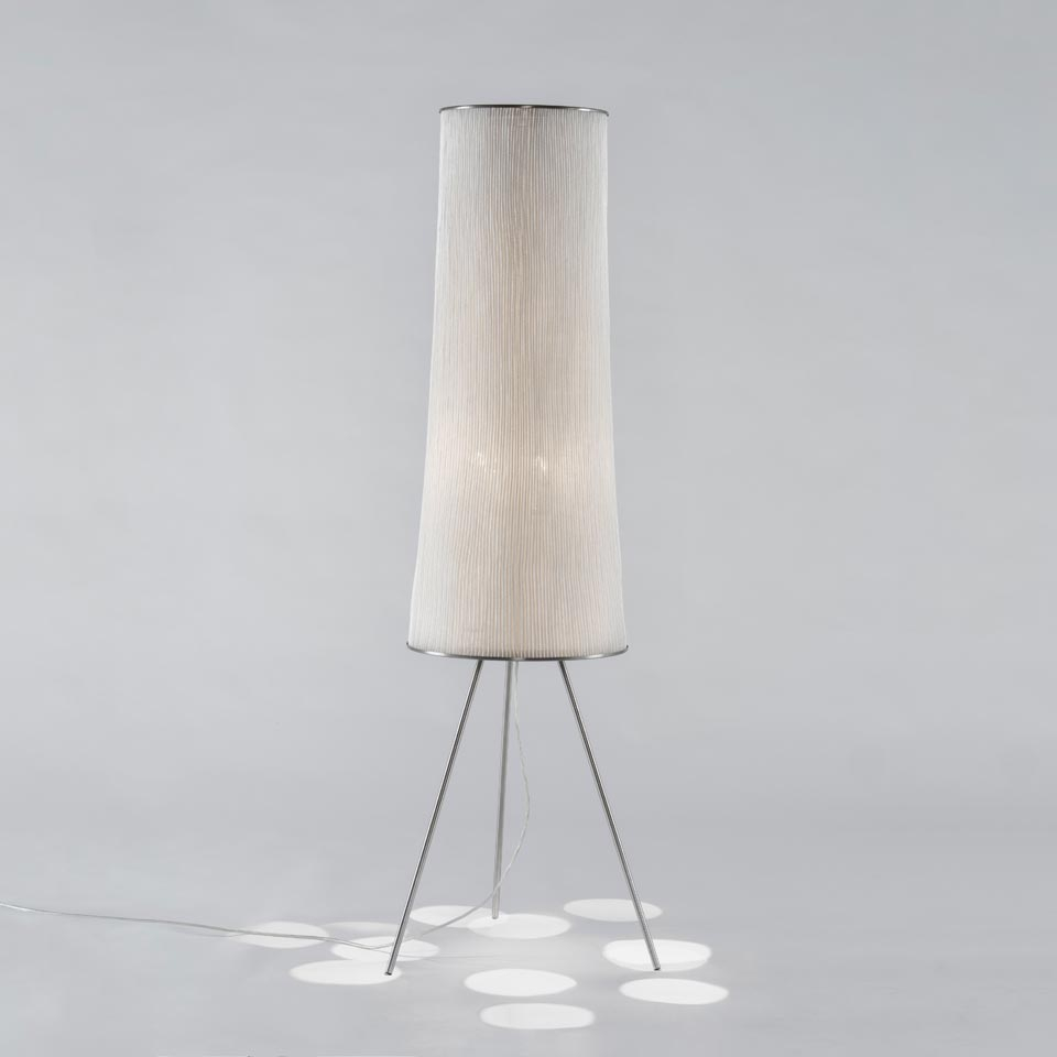 Contemporary Stainless Steel Floor Lamp And Cylinder Lampshade White Finish throughout size 960 X 960