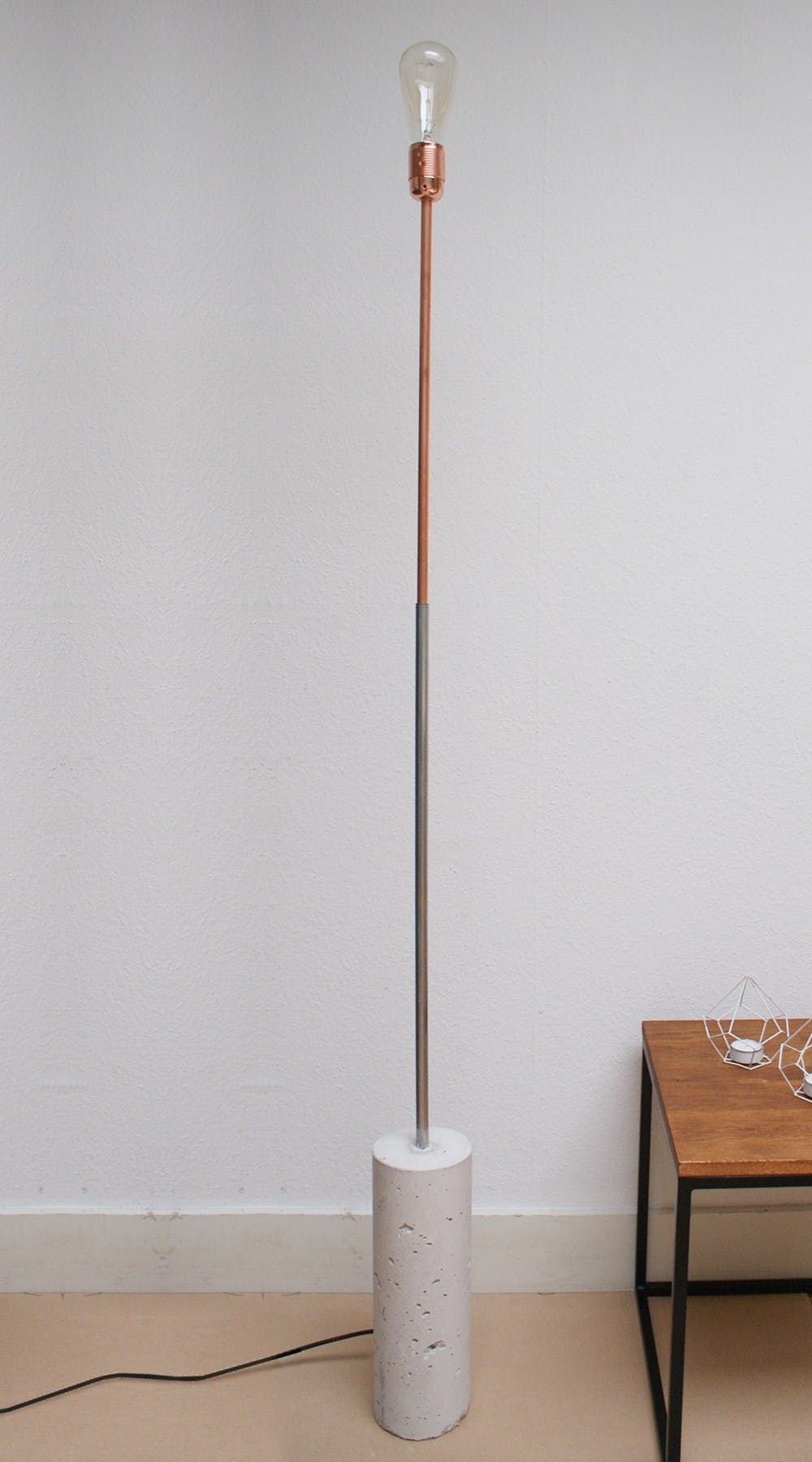 Copper Concrete Floor Lamp Straight Concrete Lamp Diy inside dimensions 1000 X 1800