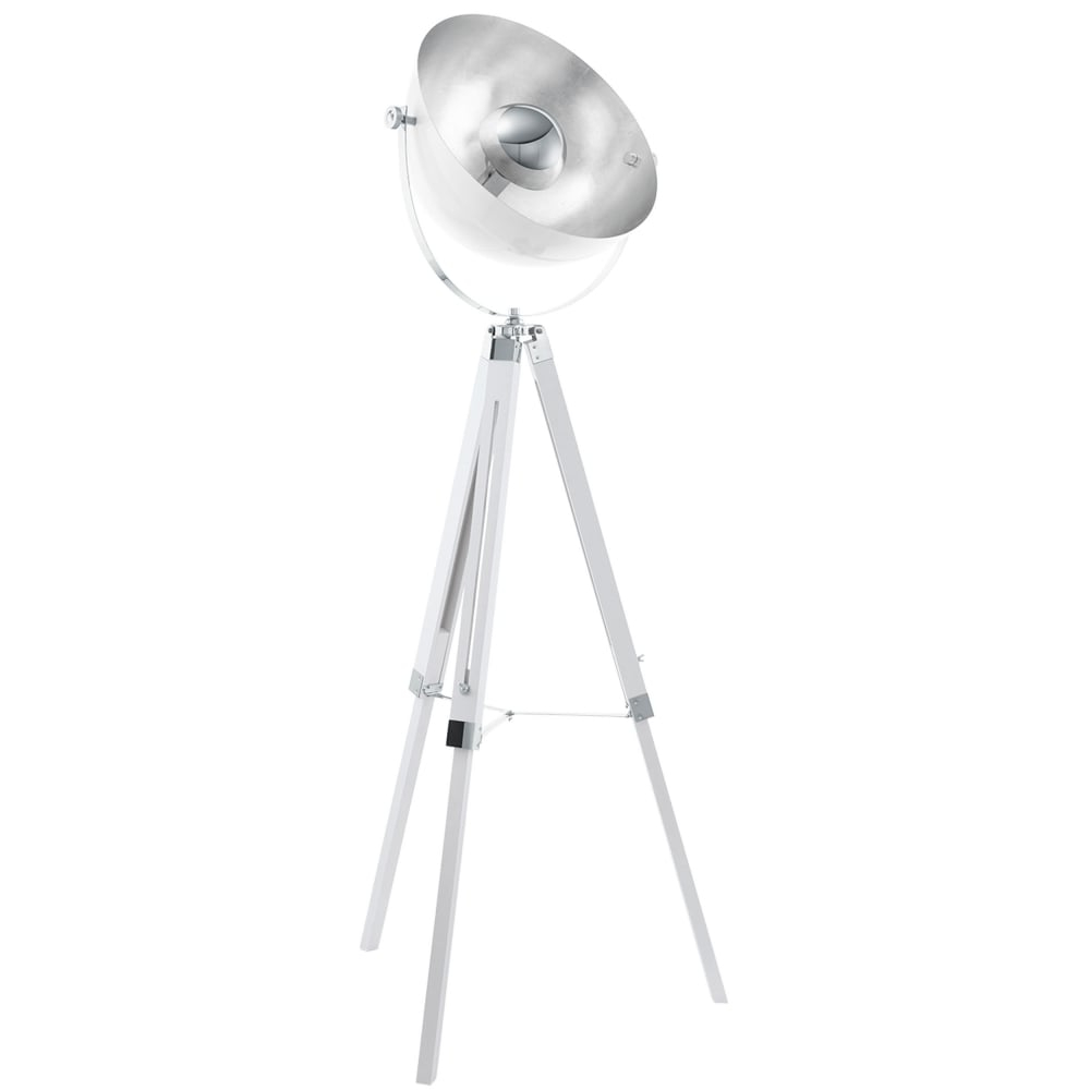 Covaleda Tripod Floor Lamp In White Silver And Chrome for proportions 1000 X 1000