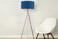 Crawford Tripod Floor Lamp Copper With Navy Blue Shade intended for dimensions 1200 X 1200