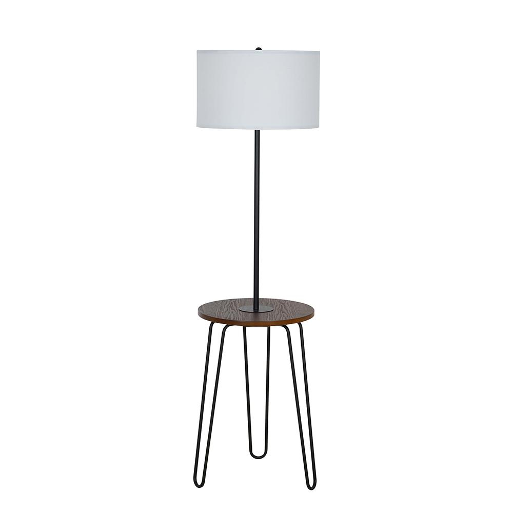 Cresswell 59 In Black Mid Century Modern Floor Lamp With Table inside proportions 1000 X 1000
