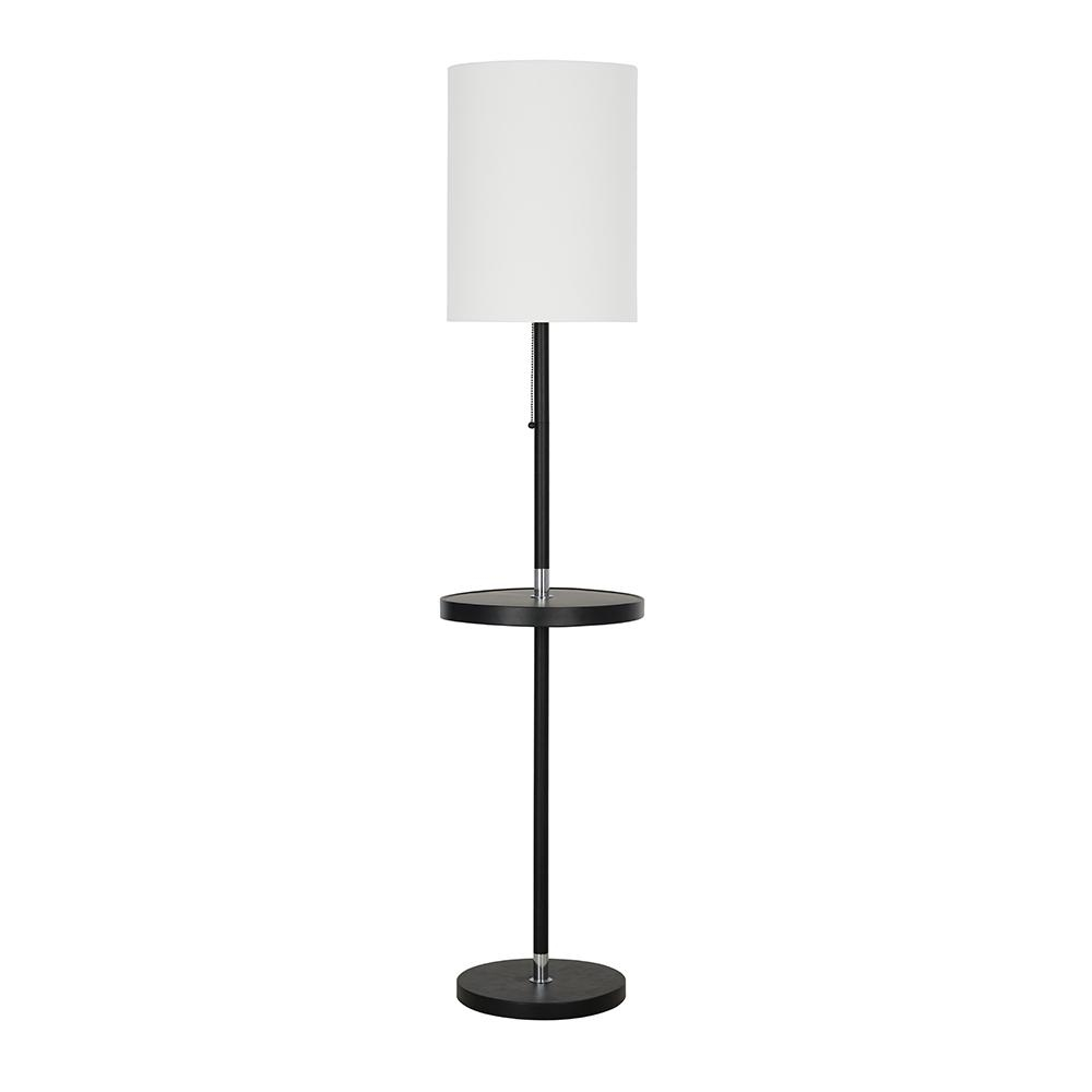 Cresswell 60 In Black With Plated Chrome Metal Accents Transitional Floor Lamp With Table With Led Bulb Included within sizing 1000 X 1000