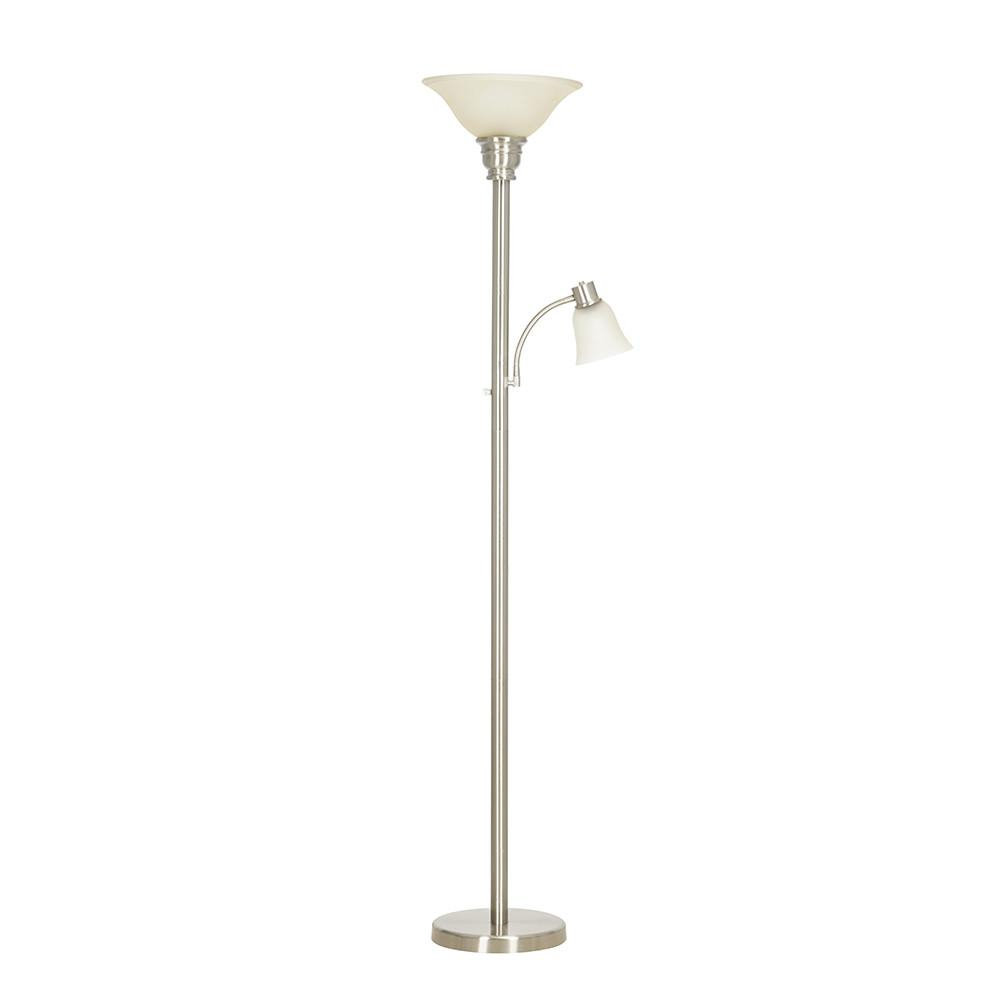 Cresswell 71 In Brushed Nickel Floor Lamp With Reading Light within sizing 1000 X 1000