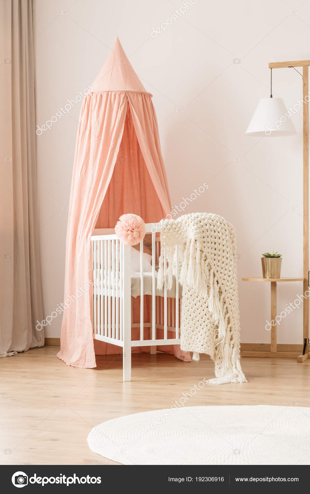 Crib And Creative Floor Lamp Stock Photo Photographeeeu with regard to sizing 1067 X 1700