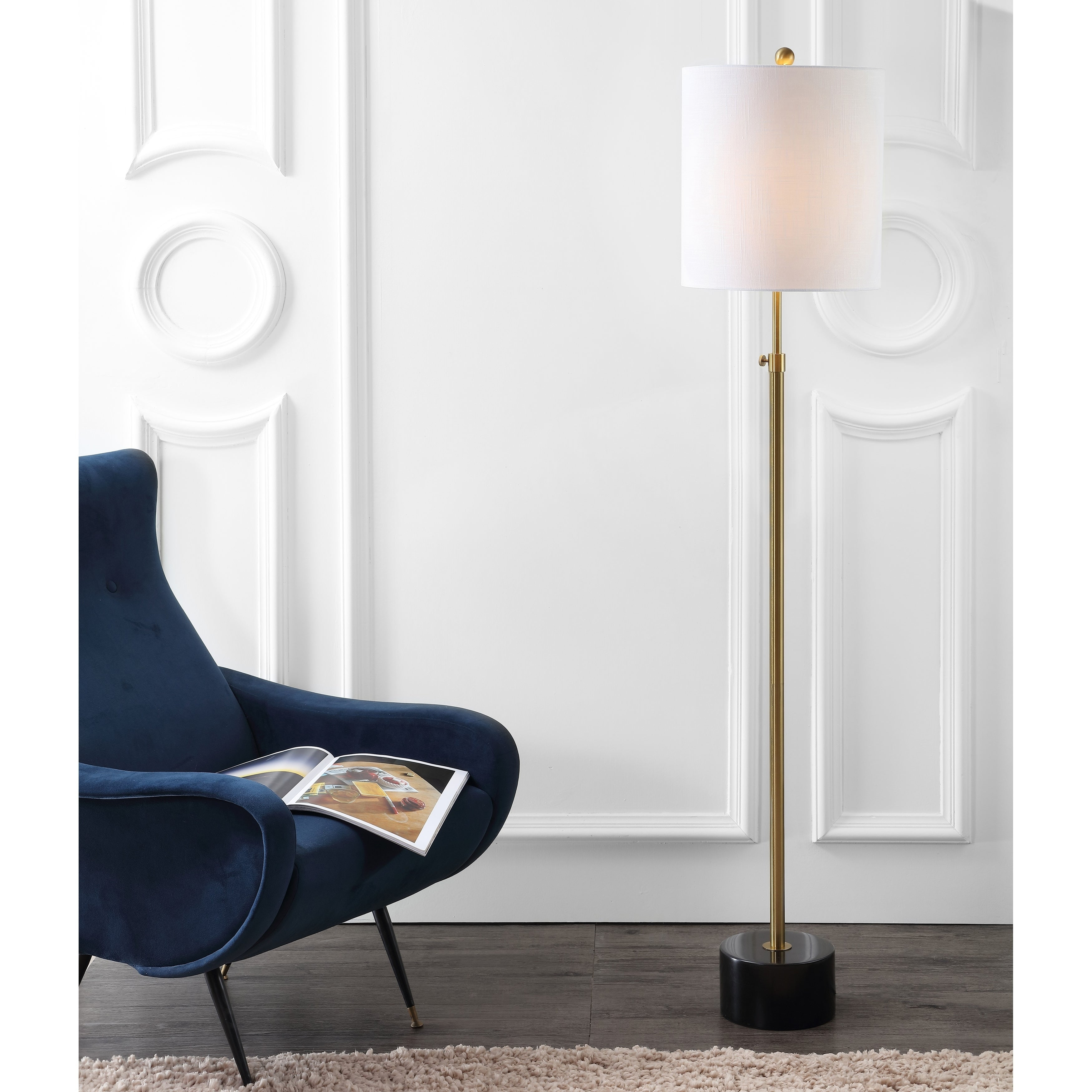 Cros 66 Adjustable Height Metal Led Floor Lamp Brassblack Marble Gold with sizing 3500 X 3500