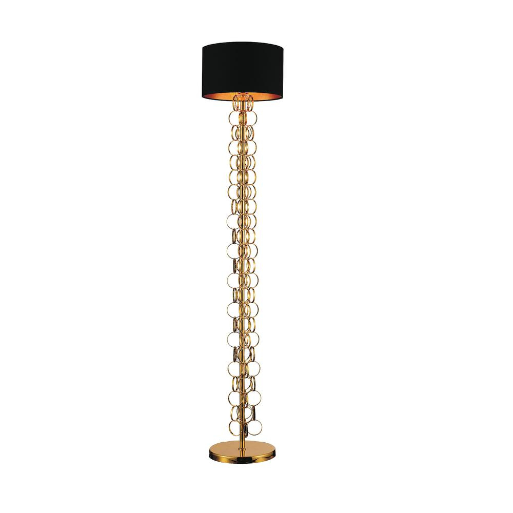 Cwi Lighting Chained 60 In Gold Floor Lamp With Black Shade for sizing 1000 X 1000