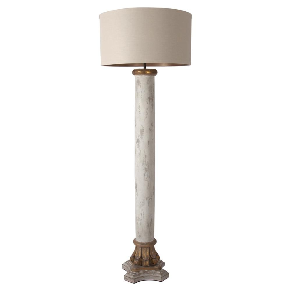 Cyrille French Country Antique White Column Floor Lamp in measurements 1000 X 1000