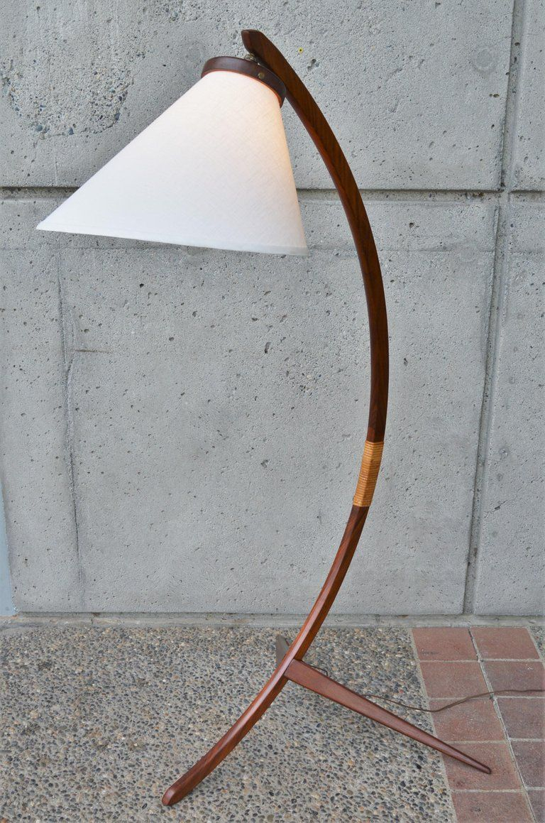 Danish Teak Arc Or Bow Tripod Floor Lamp With New Bonnet in dimensions 768 X 1159