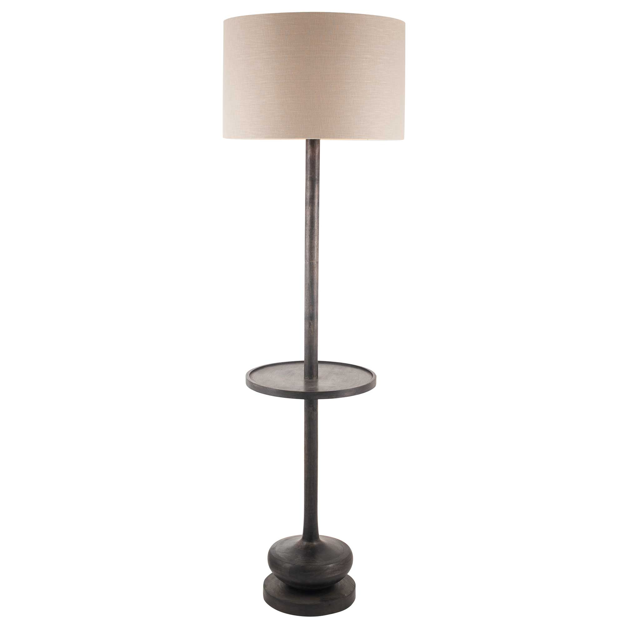 Dark Wood Floor Lamp With Table Linen Shade Barker Stonehouse pertaining to proportions 2000 X 2000