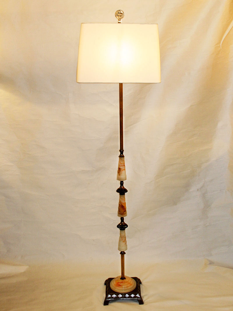Deco Floor Lamp W Akro Agate Glass Details Footed Iron Base C 1930 for proportions 800 X 1067