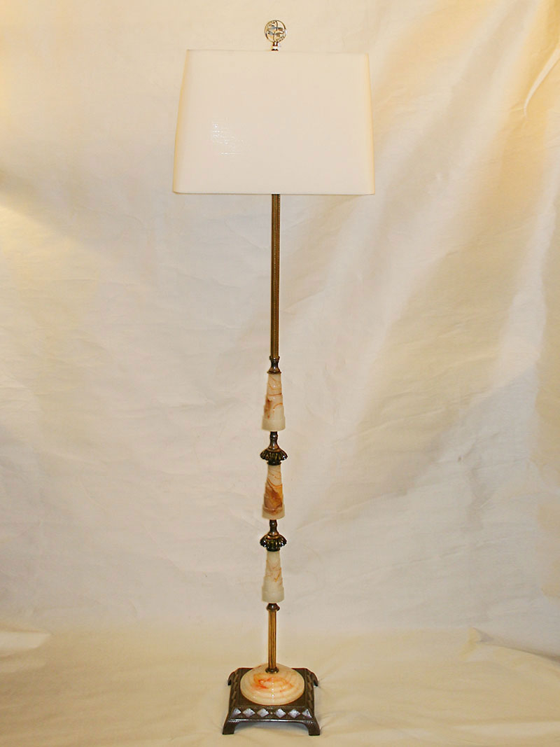 Deco Floor Lamp W Akro Agate Glass Details Footed Iron Base C 1930 for proportions 800 X 1067