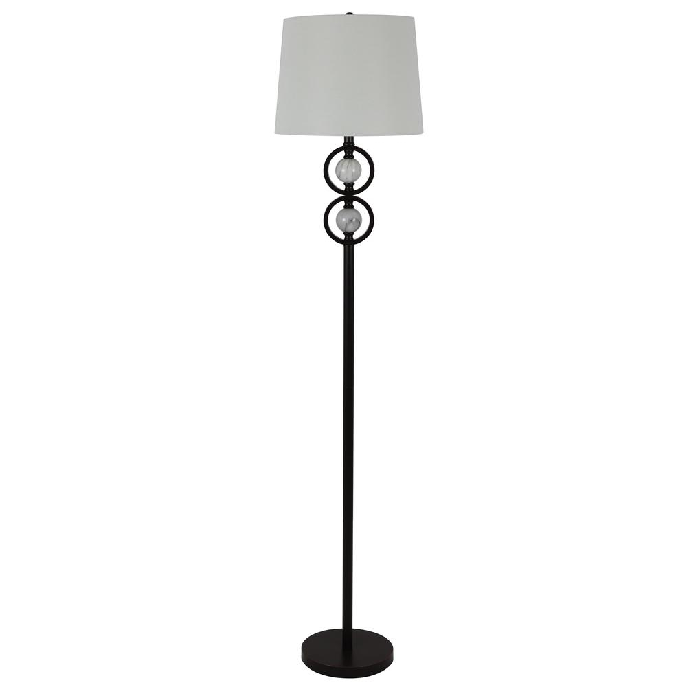 Decor Therapy 60 In Hes Double Circle Bronze And White Floor Lamp With Shade regarding dimensions 1000 X 1000