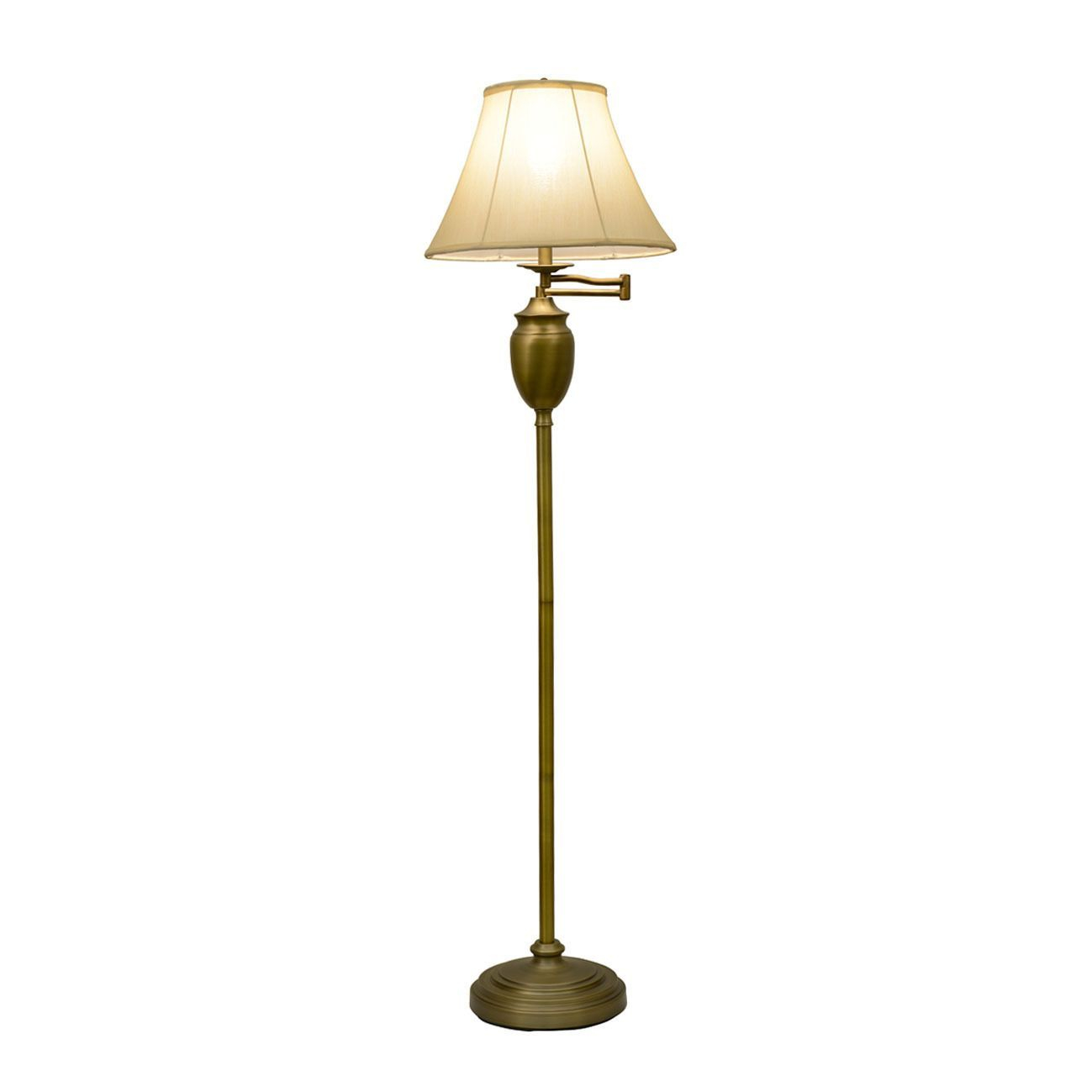 Decor Therapy Antique Brass Swing Arm Floor Lamp With Faux throughout dimensions 1299 X 1299