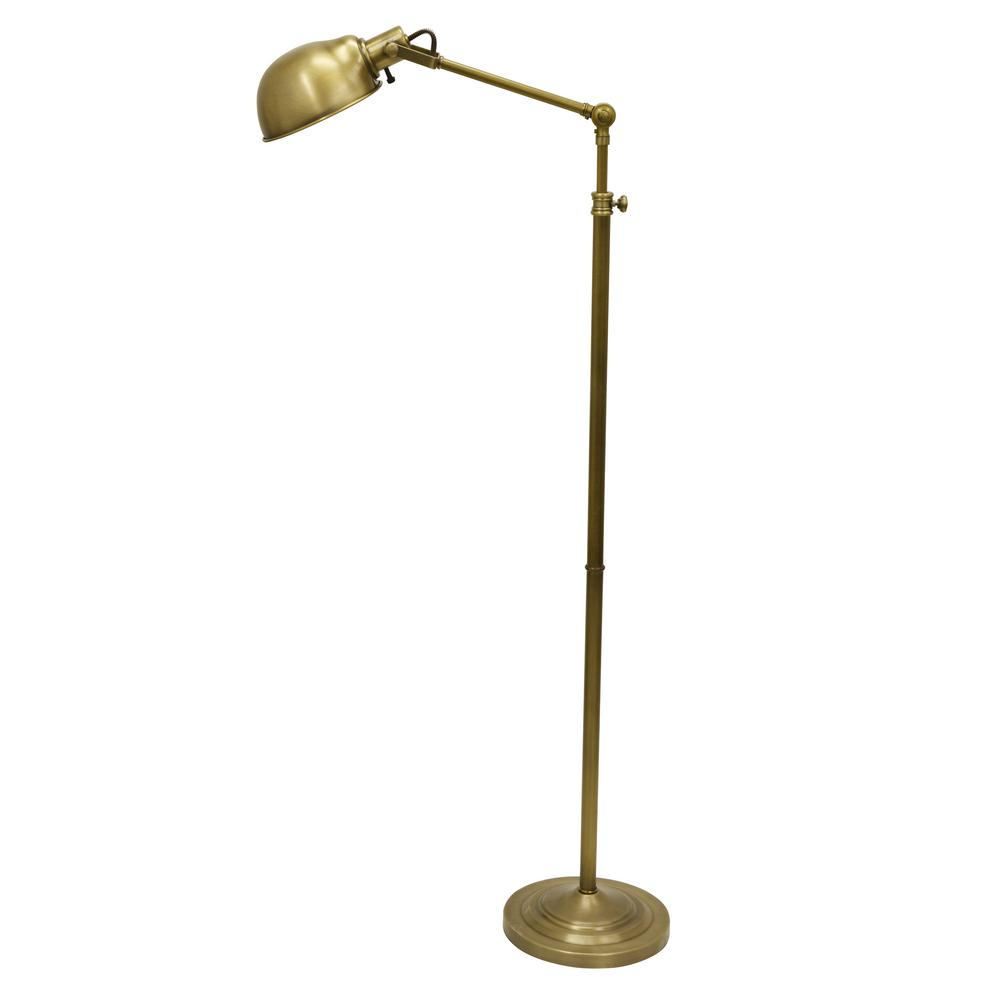 Decor Therapy Dane Adjustable Pharmacy 71 In Brass Floor Lamp With Metal Shade regarding sizing 1000 X 1000