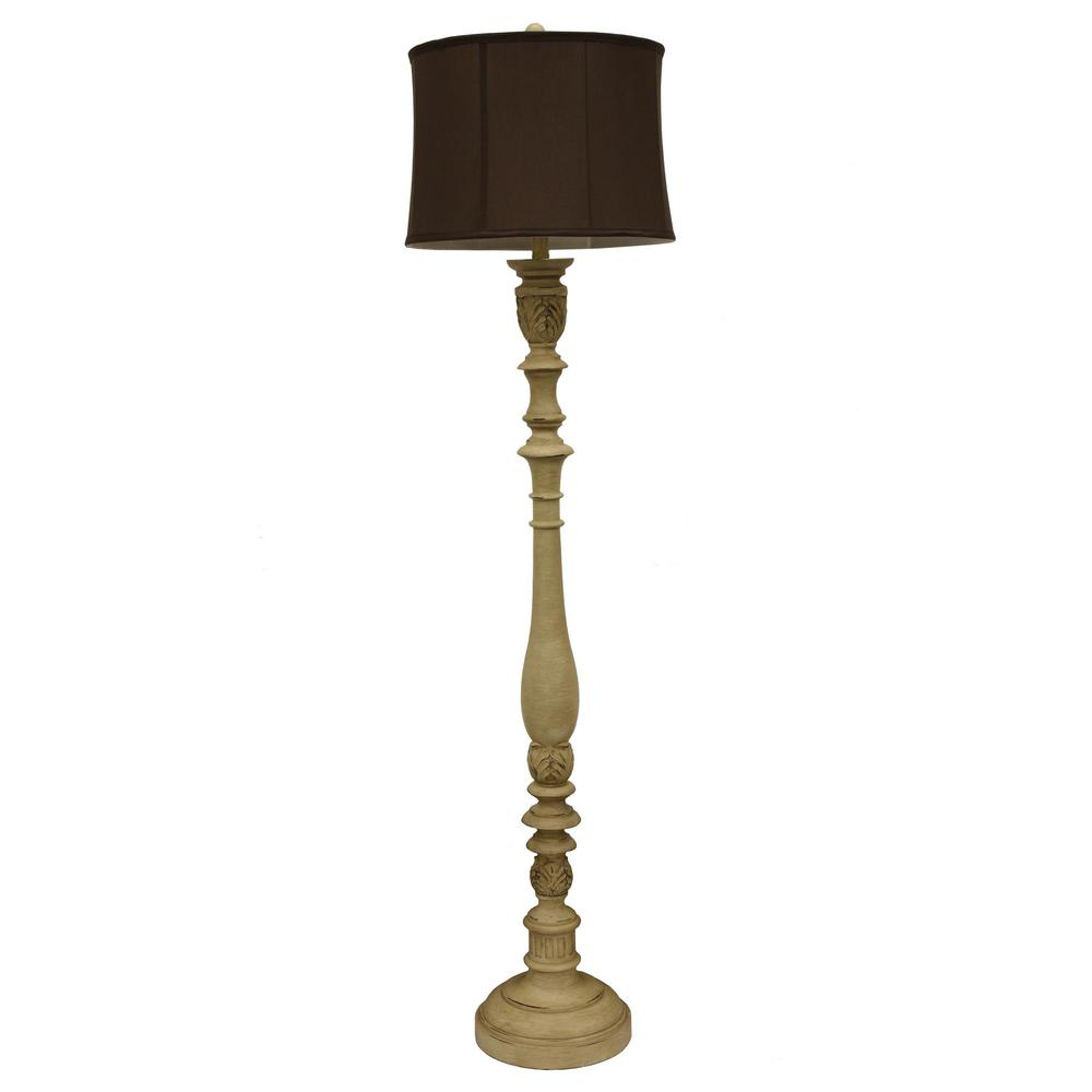 Decor Therapy Nadia 625 In Antique Ivory Floor Lamp With Faux Silk Shade regarding dimensions 1000 X 1000