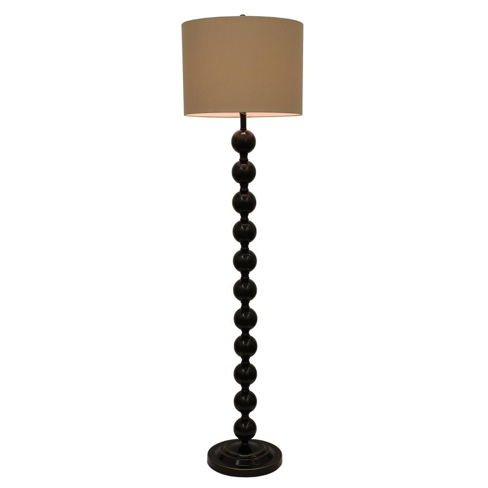 Decor Therapy Repeat Stacked Ball 59 In Bronze Floor Lamp With Faux Silk Shade within measurements 1000 X 1000