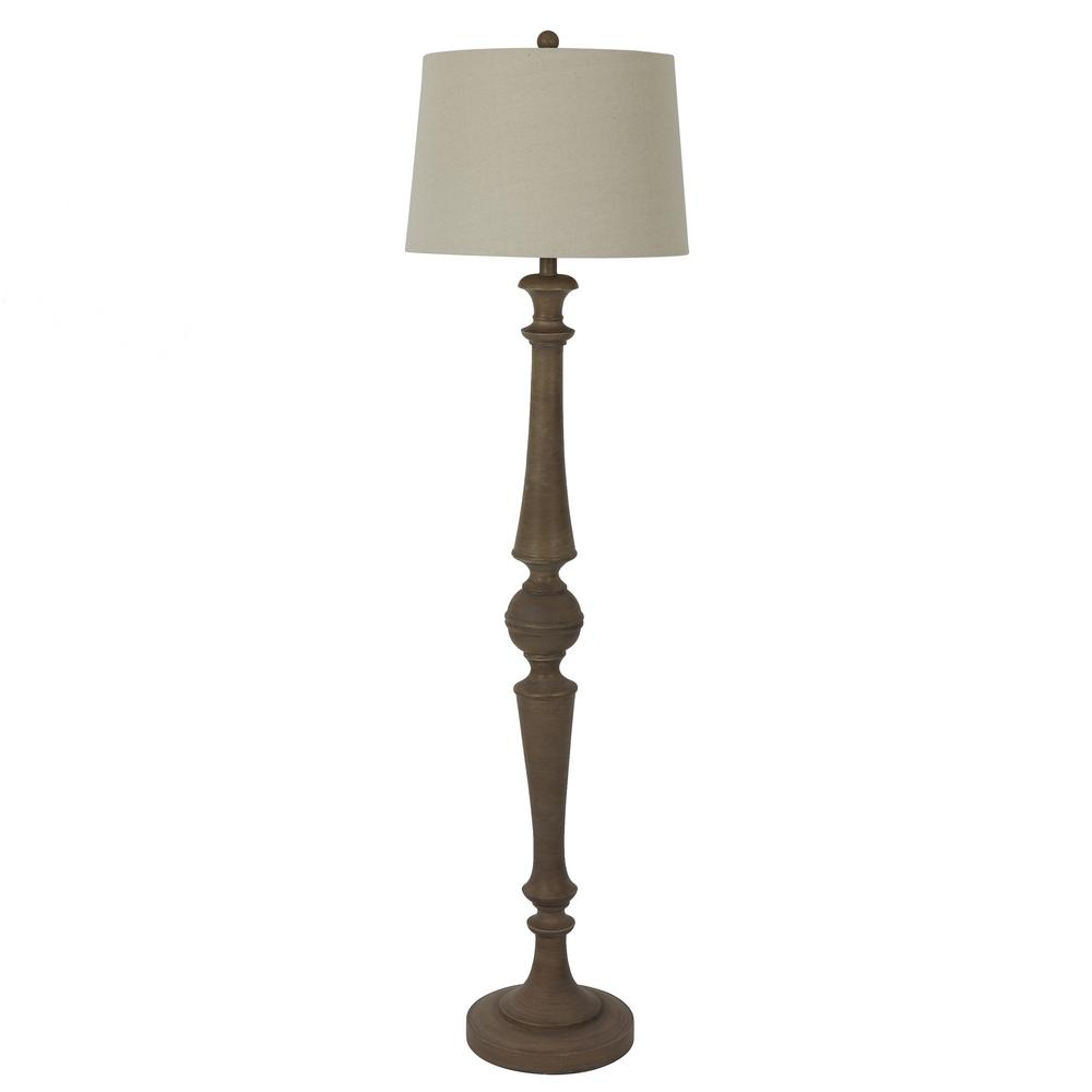 Decor Therapy Shel 595 In Brown Wood Resin Floor Lamp With Shade regarding sizing 1000 X 1000