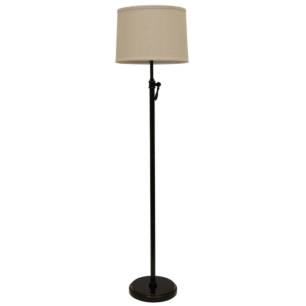 Decor Therapy Simple Adjust 645 In Oil Rubbed Bronze Floor Lamp With Linen Shade regarding proportions 1000 X 1000