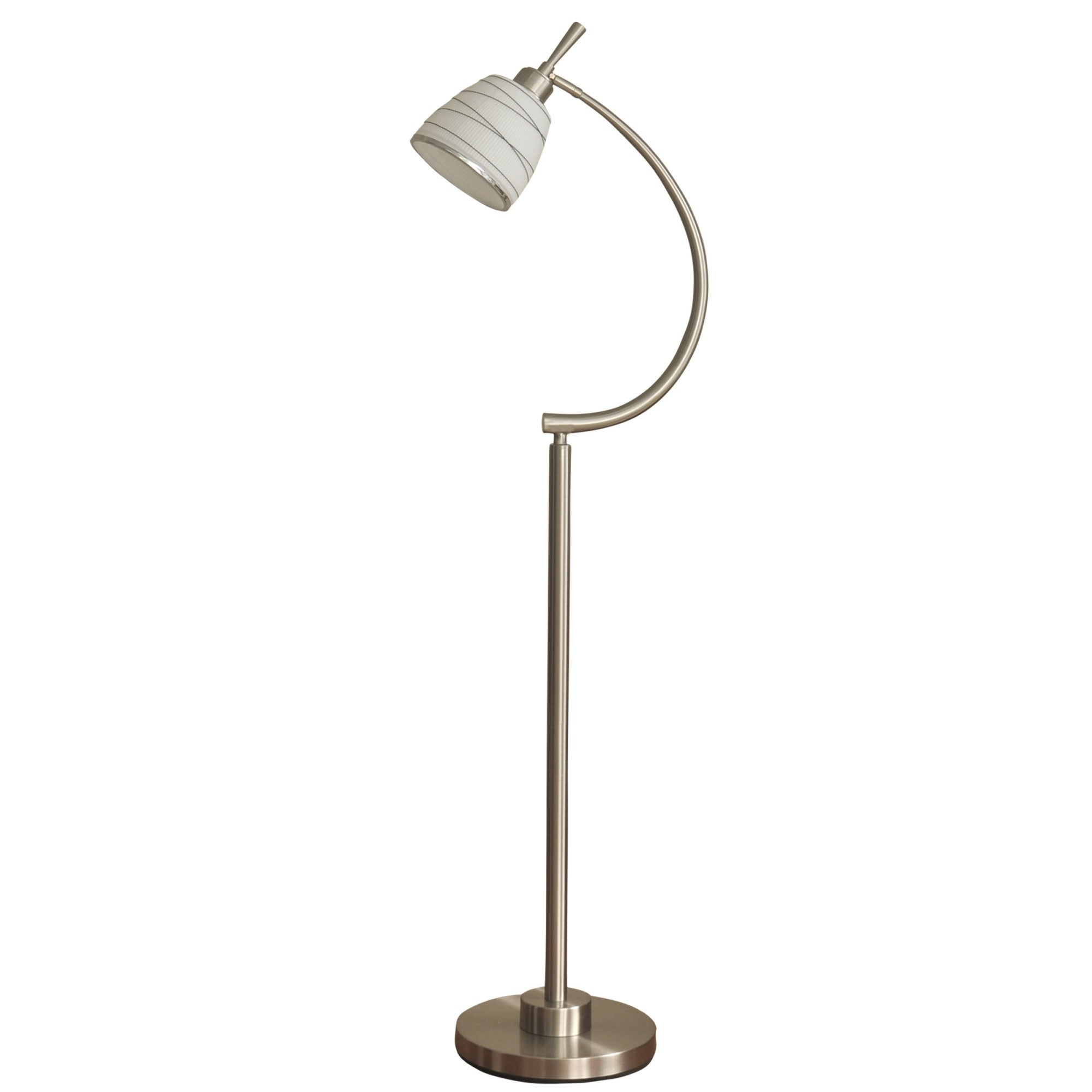 Delacora Sc L714358 Orilia 59 Tall Gooseneck Floor Lamp With Glass Shade Brushed Steel Na inside proportions 2000 X 2000