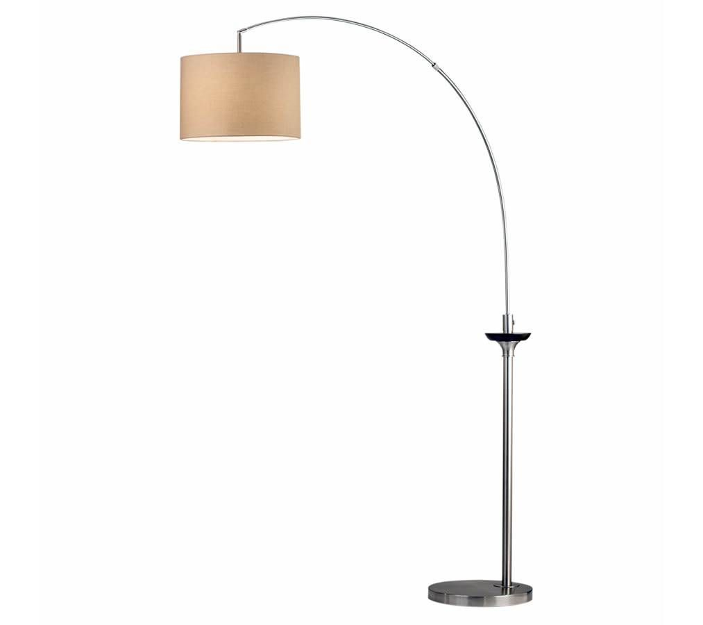 Delf Tan Linen Drum Shade Contemporary Arc Floor Lamp Arc pertaining to sizing 1013 X 900