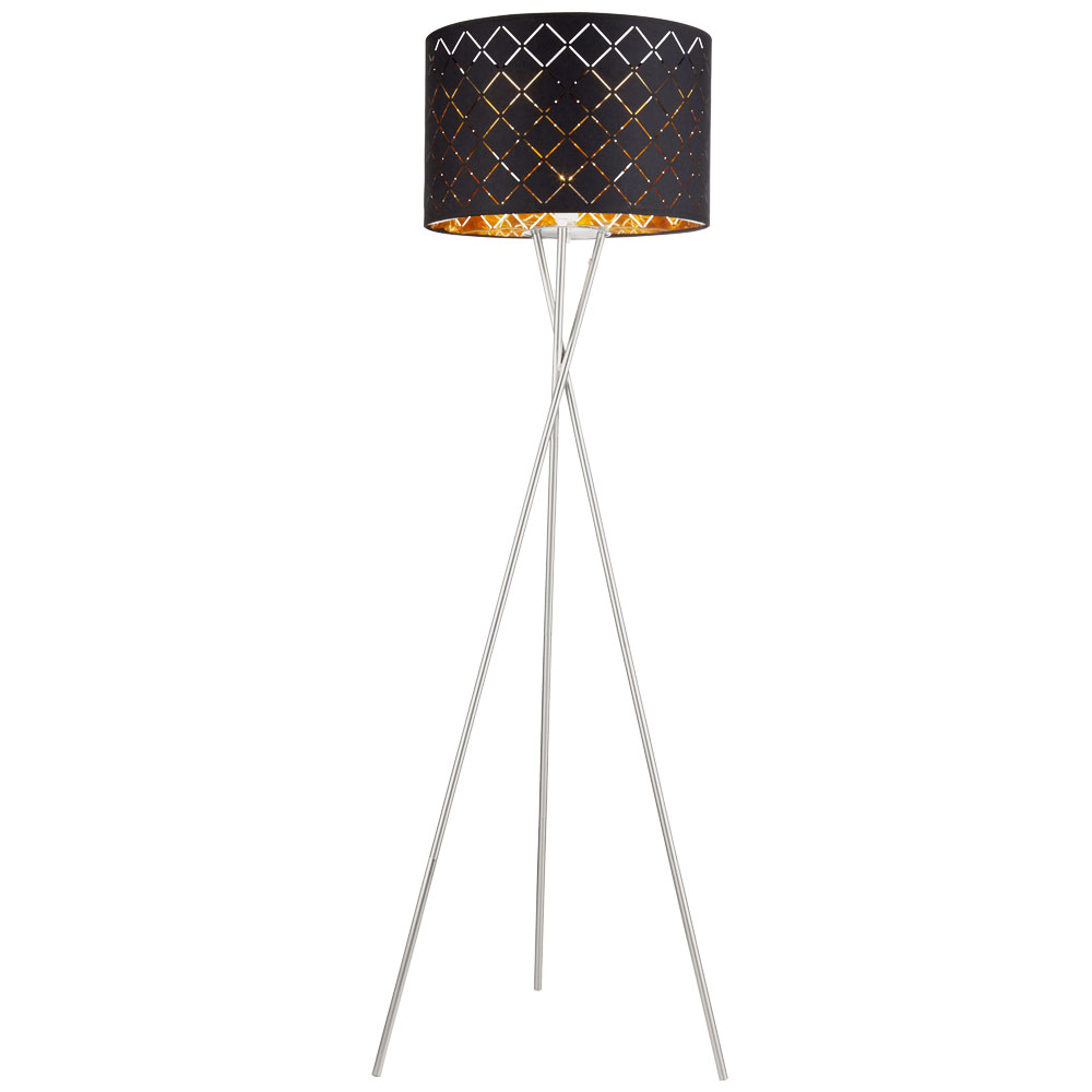 Design Floor Lamp In Textile In Black And Gold Clarke pertaining to size 1000 X 1000