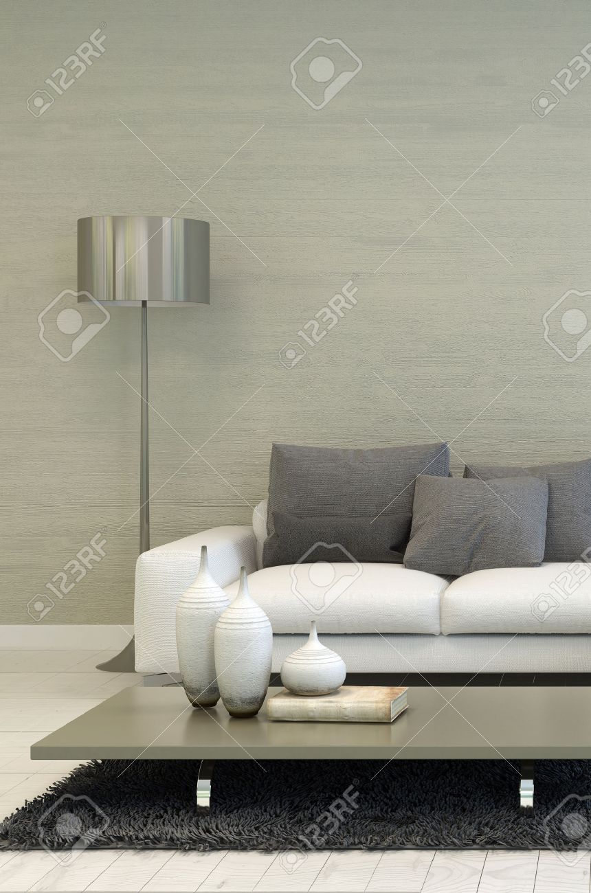 Detail Of Modern Living Room With Metal Floor Lamp White Sofa within dimensions 860 X 1300