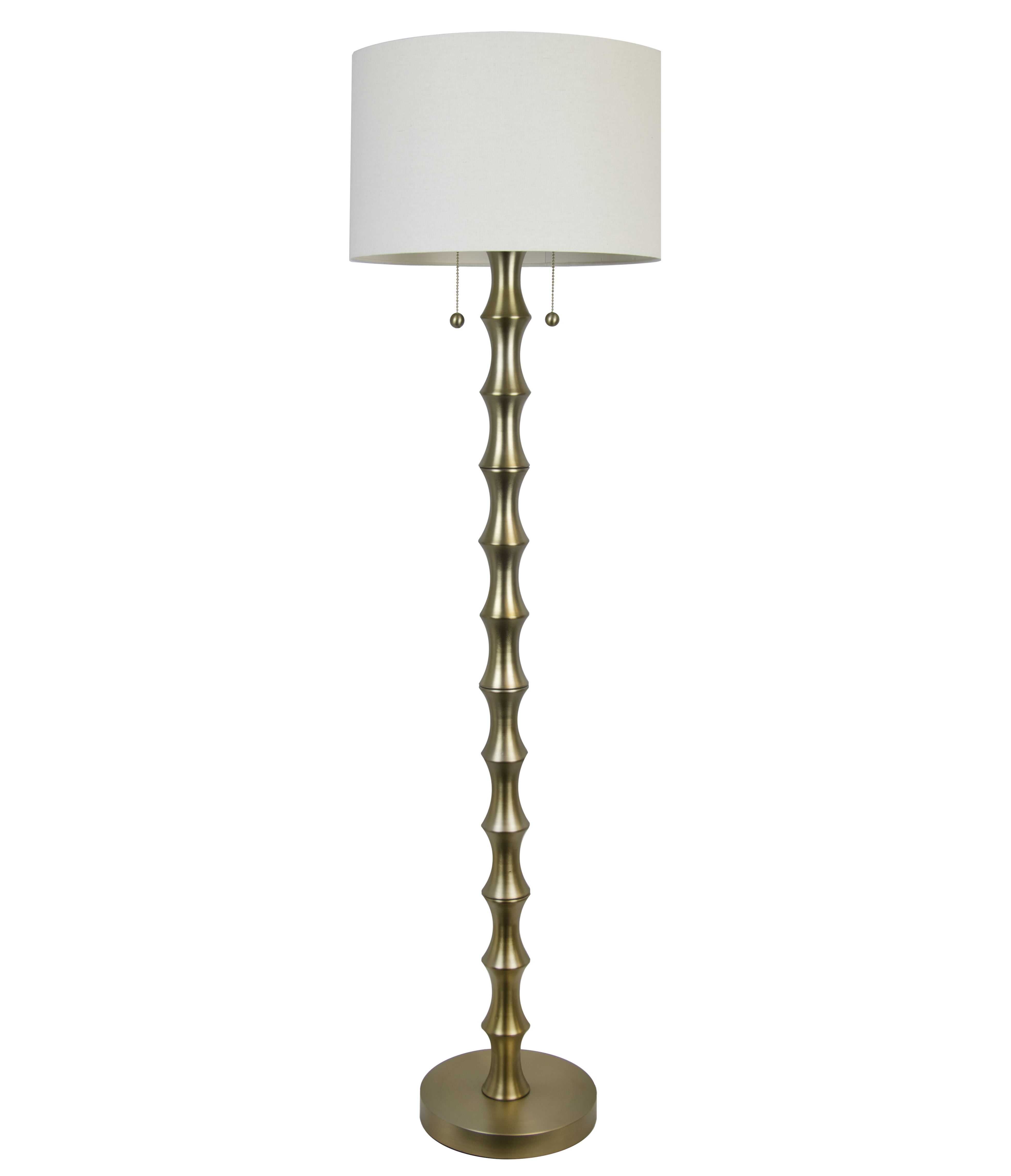 Details About 585 Plated Gold Bamboo Inspired Floor Lamp W Beige Fabric Drum Shade throughout sizing 3917 X 4554