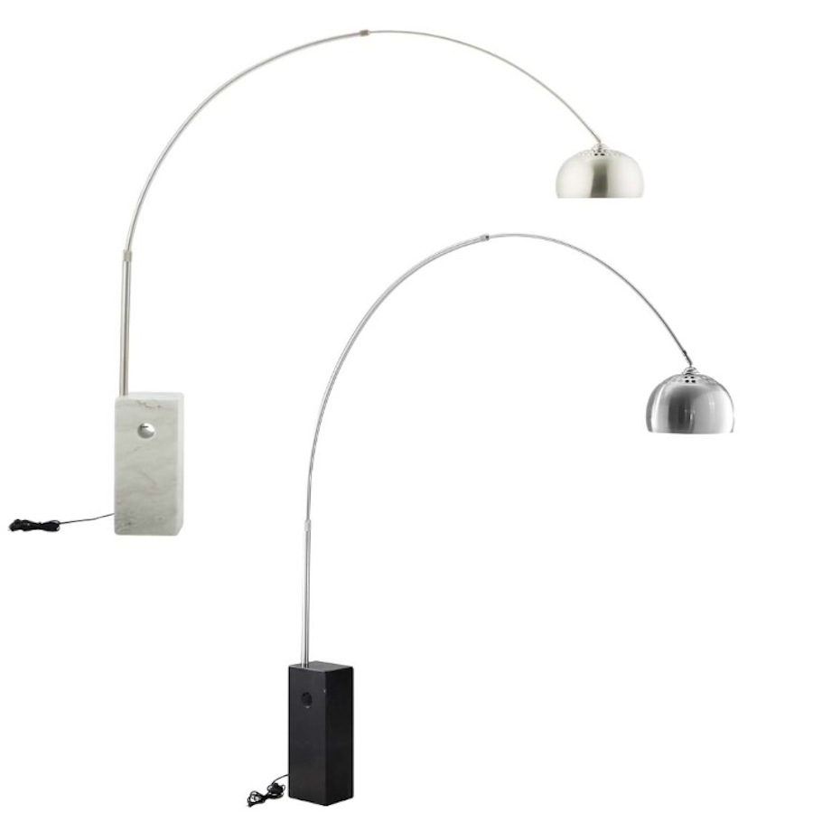 Details About Arco White Or Black Marble Floor Lamp Adjustable Round Nickel Plated Steel Stem for sizing 900 X 900