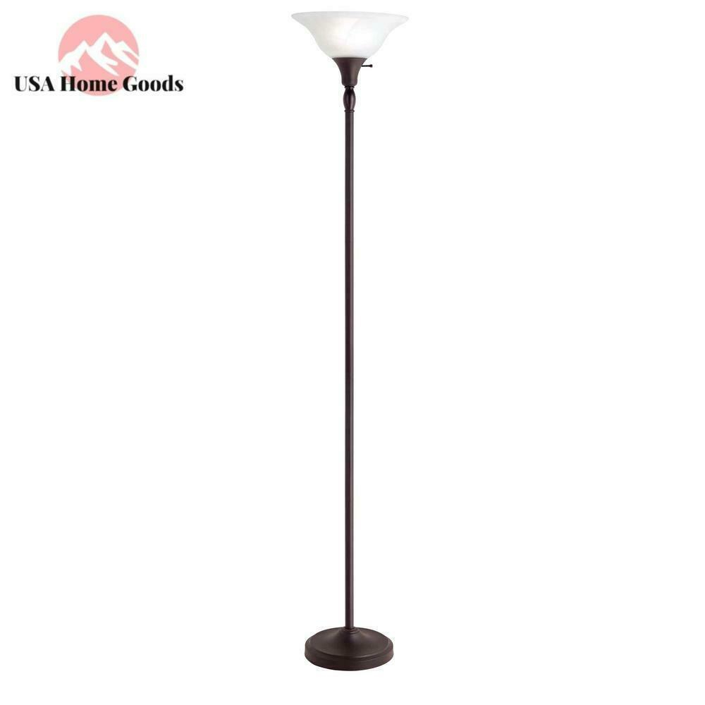Details About Bronze Torchiere Floor Lamp 72 In With Alabaster Glass Shade Home Office Light within size 1000 X 1000