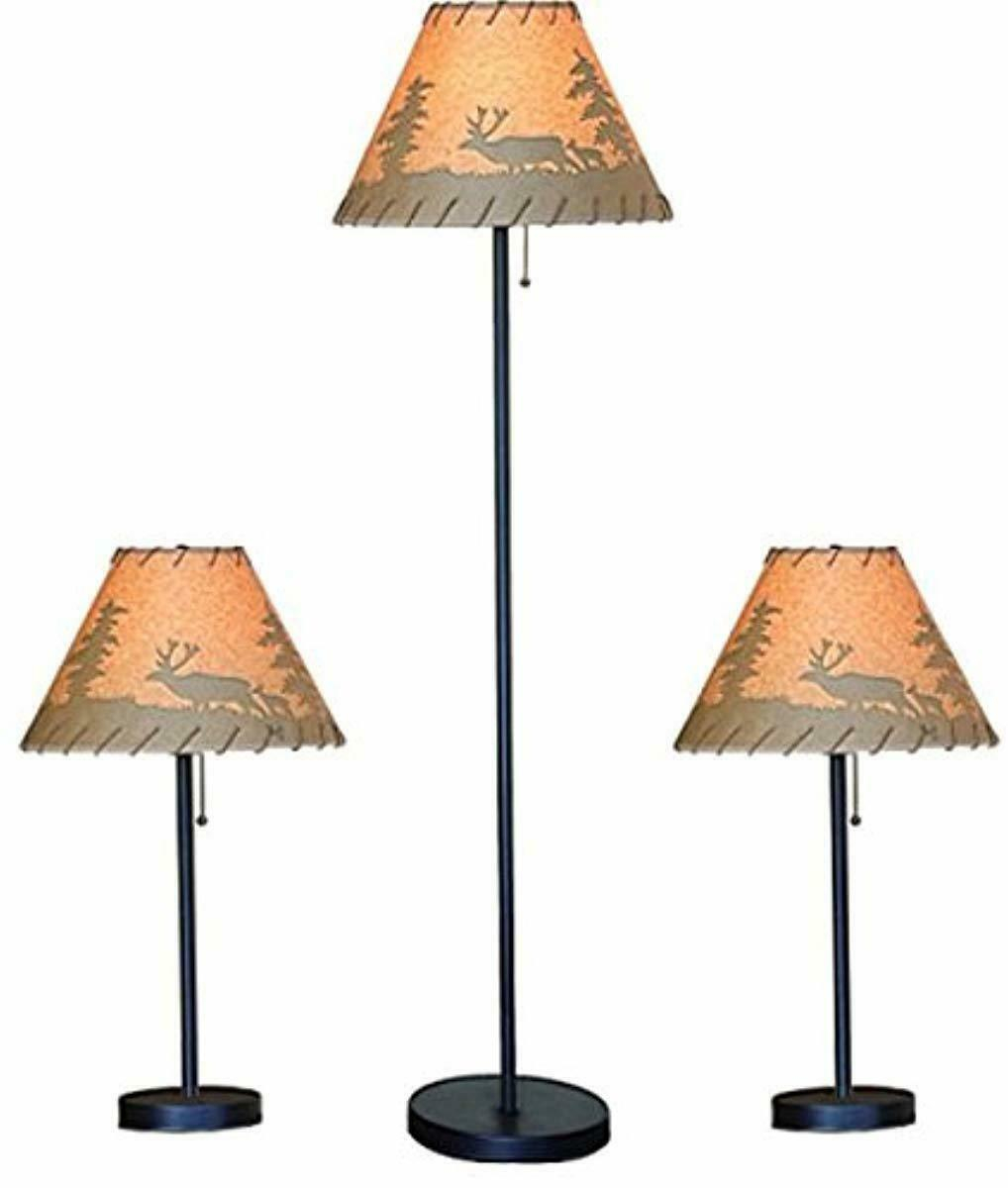 Details About Catalina Lighting Lodge Table And Floor Lamp Set With Printed Pattern On Oil Pap regarding sizing 1018 X 1200
