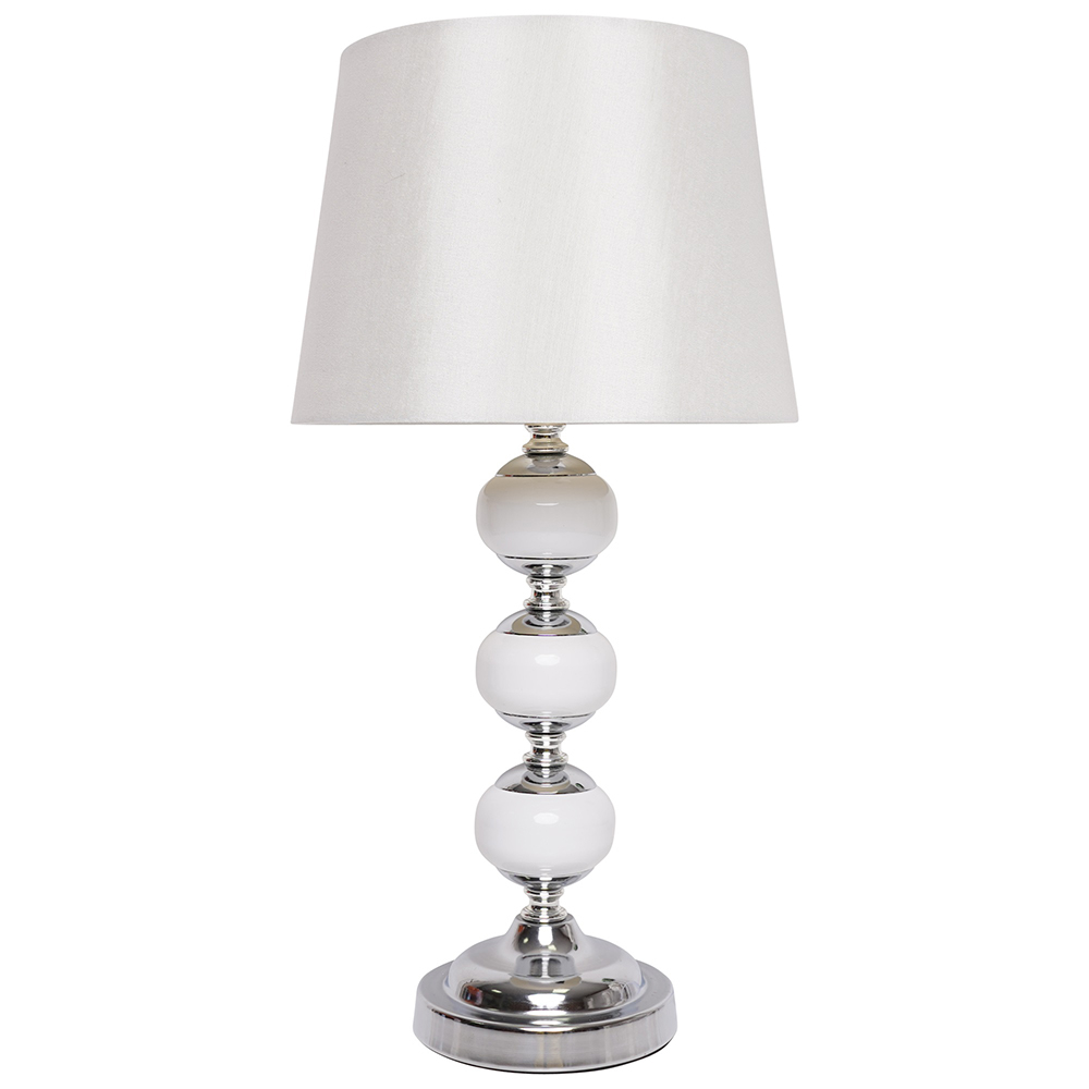 Details About Chrome And White Ceramic Table Lamp Or Floor Lamp With Satin Drum Shade inside proportions 1000 X 1000