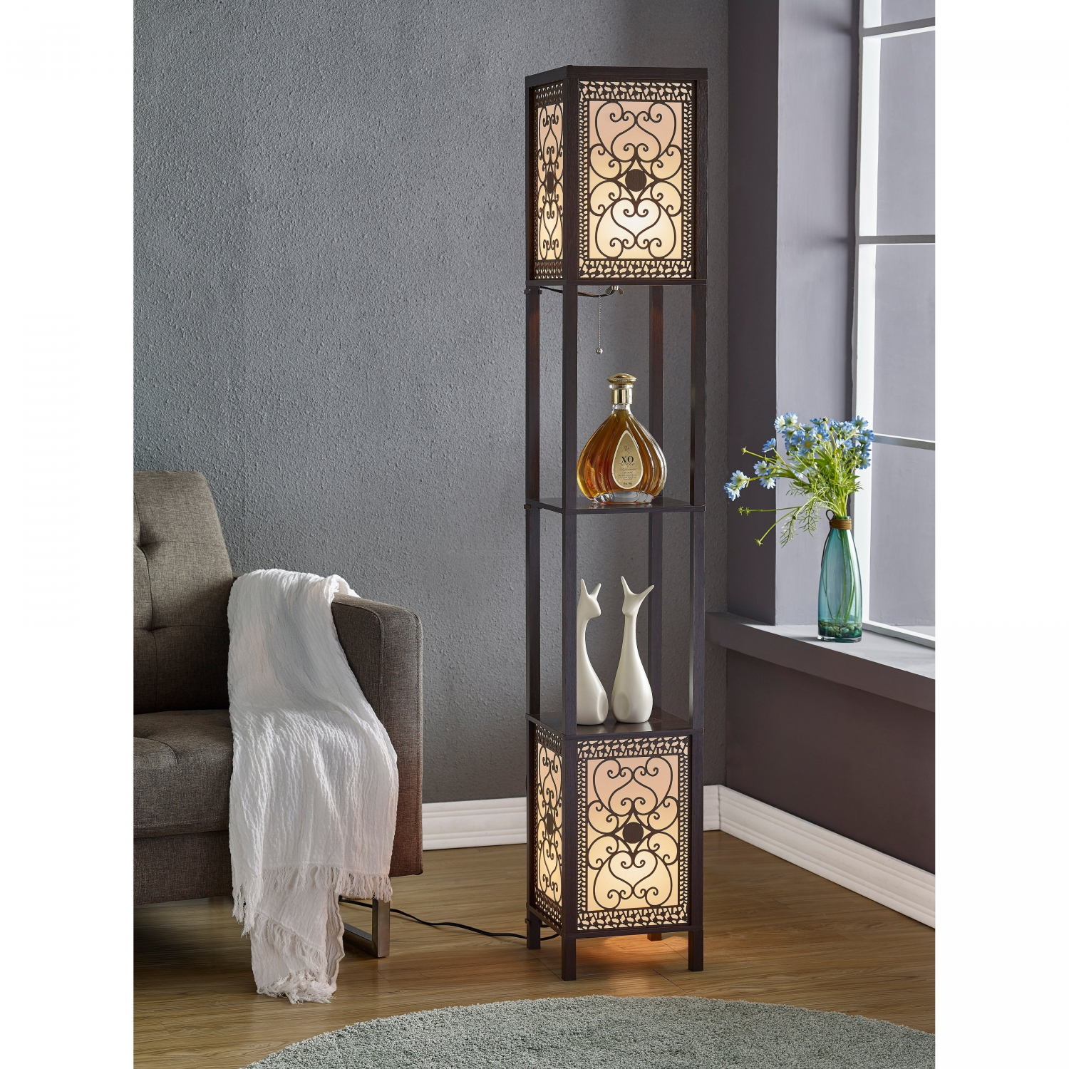 Details About Copper Grove Arans Infinity Heart Shelf 64 Inch Espresso Floor Lamp regarding sizing 1500 X 1500