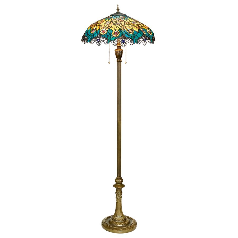 Details About Design Toscano Art Nouveau Peacock Tiffany Style Stained Glass Floor Lamp within proportions 900 X 900