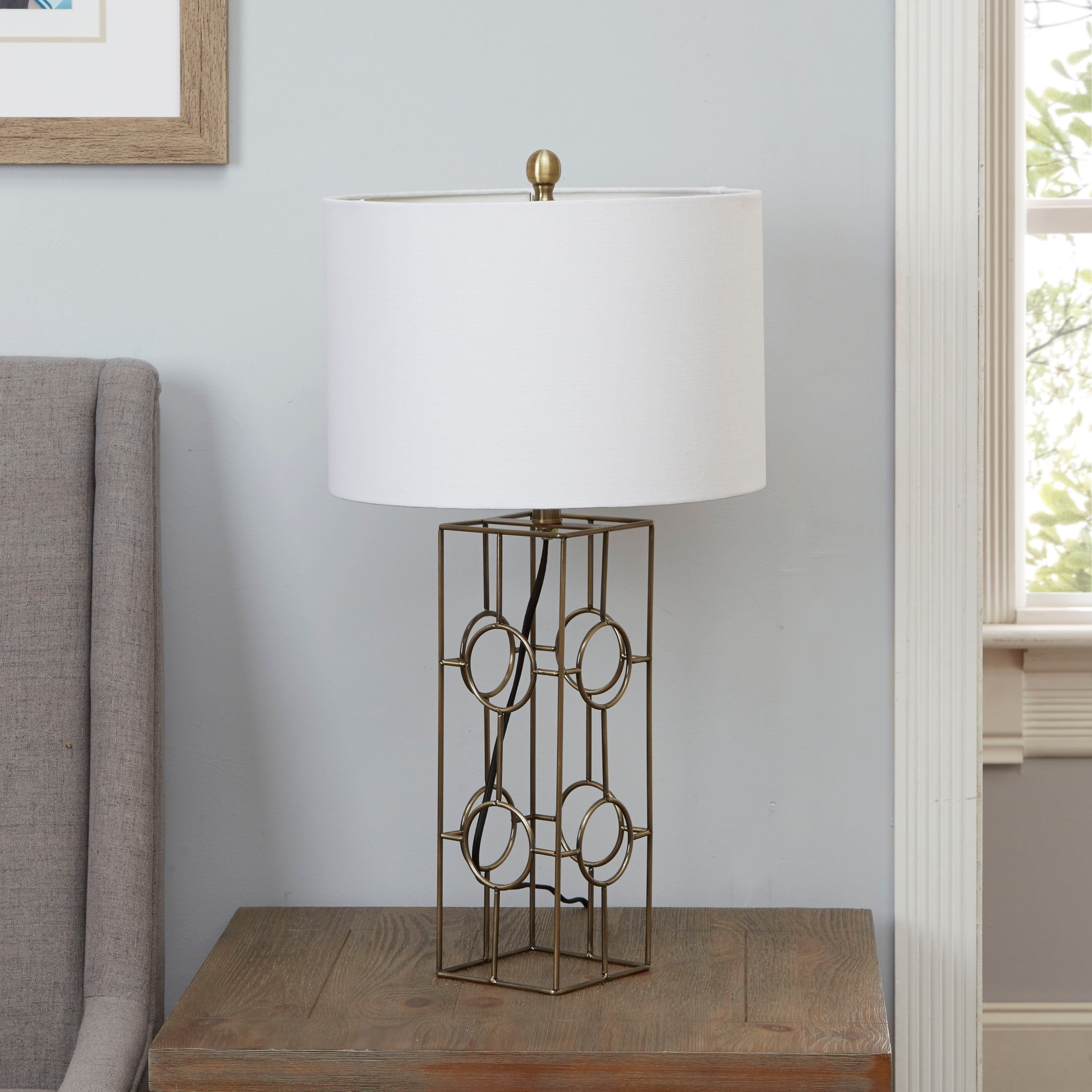 Details About Fairmont Metal Frame Table Lamp With Double Target Detail Antique Brass with regard to measurements 3000 X 3000