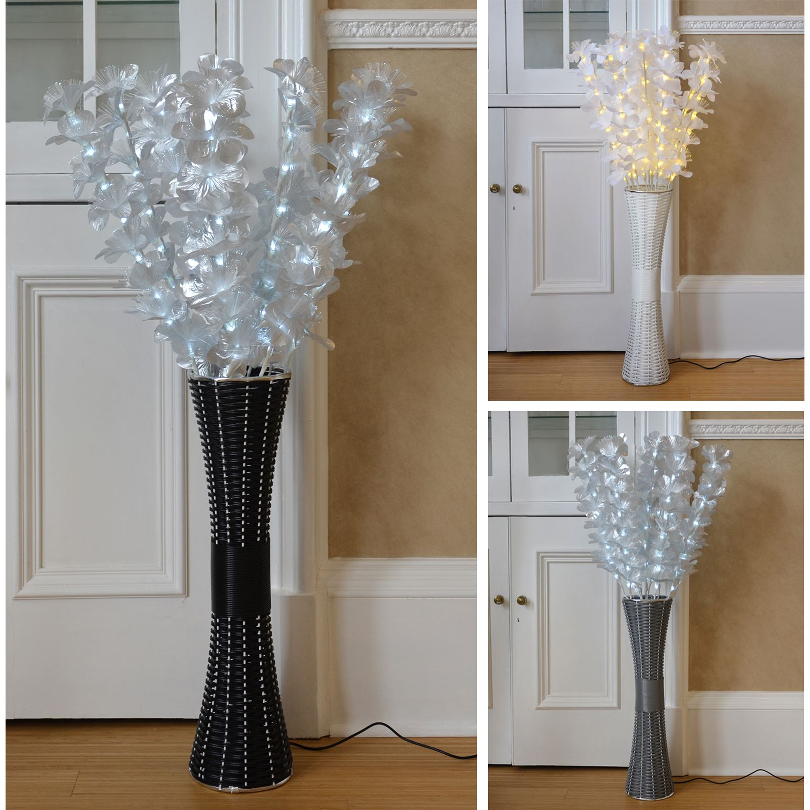 Details About Fibre Optic Rattan Lamp Floor Standing Flower Light Wicker Style Base 1m Tall in measurements 1600 X 1600