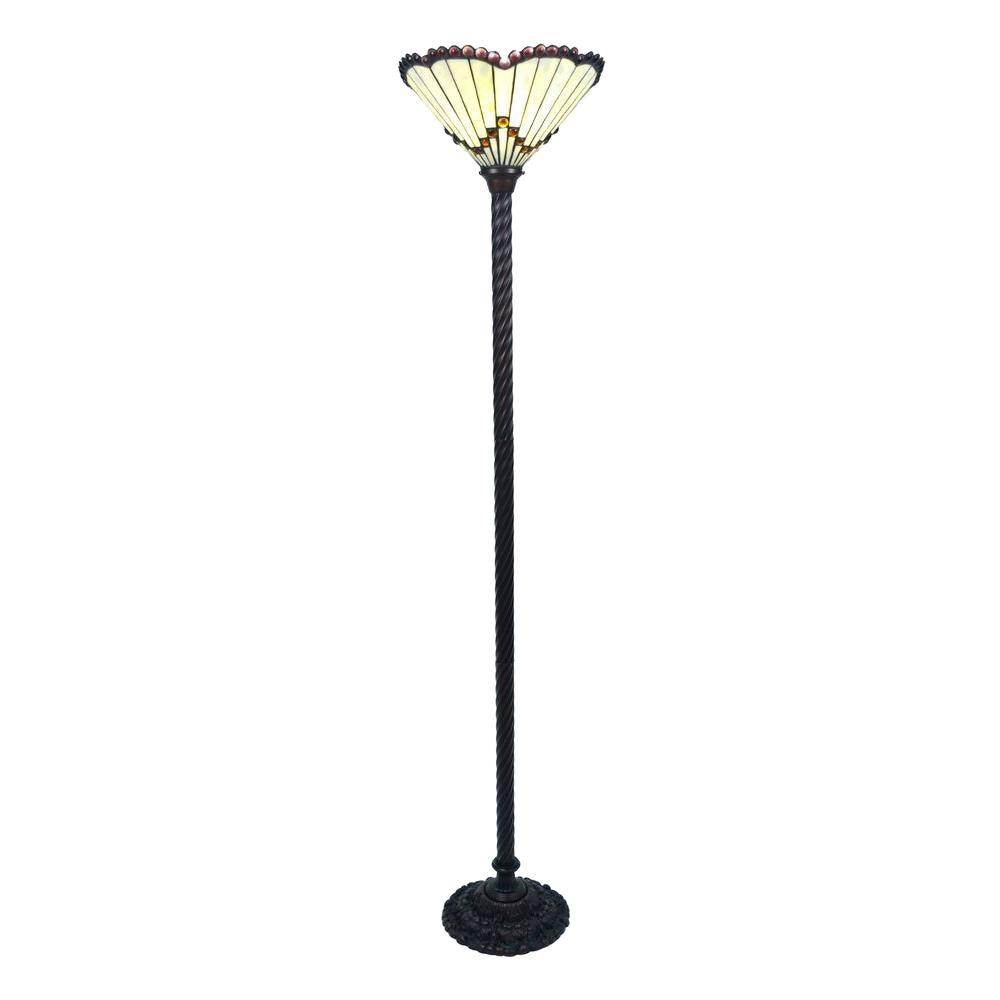Details About Floor Lamp 72 In Handcrafted Foot Switch Stained Glass Shade Antique Bronze with regard to measurements 1000 X 1000