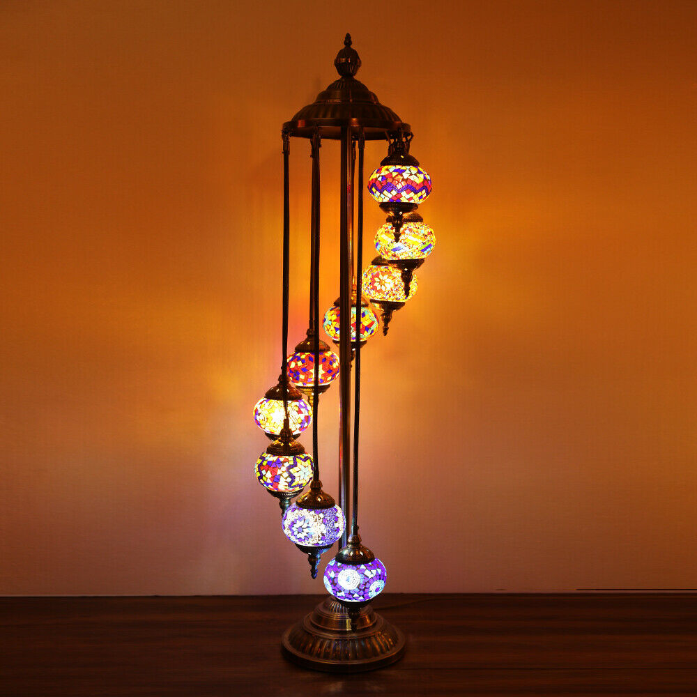 Details About Floor Lamp Turkish Moroccan Style Mosaic Multicolour Light 9 Large Globes throughout size 1000 X 1000