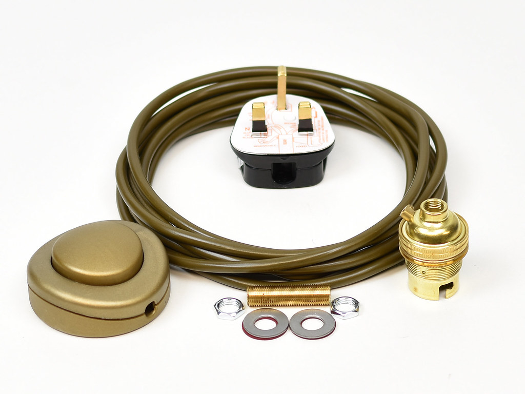 Details About Floor Lamp Wiring Kit Brass Bulb Holder Bc B22 Fitting Flex Cable Plug Switch pertaining to size 1024 X 768