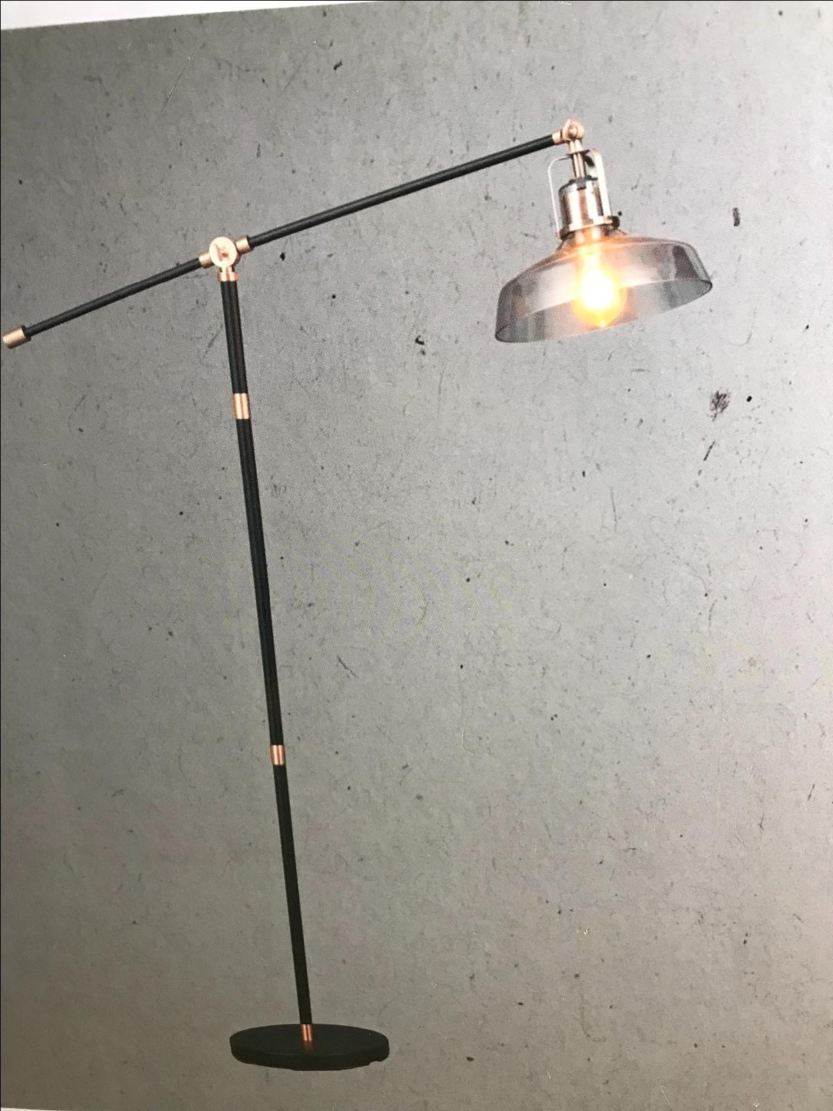 Details About Home Woodies Suva Floor Lamp 1154397 Smoke Glass Brushed Copper 138cm E27 regarding dimensions 1200 X 1600