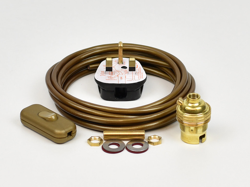 Details About Lamp Wiring Kit Brass Bulb Holder Bc B22 Fitting Flex Cable Plug Switch within dimensions 1024 X 768