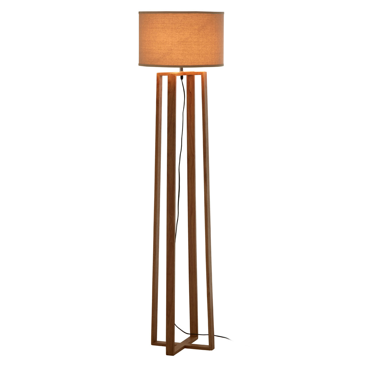 Details About Lea Wooden Floor Standard Standing Lamp Brown Fabric Shade regarding size 1280 X 1280