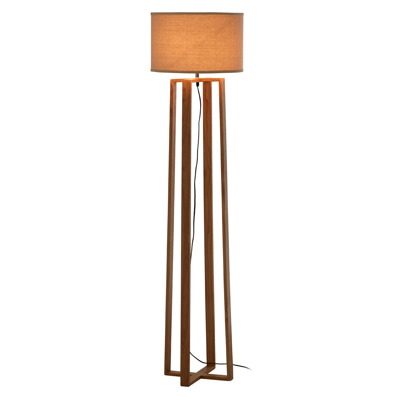 Details About Lea Wooden Floor Standard Standing Lamp Brown Fabric Shade with regard to measurements 1280 X 1280