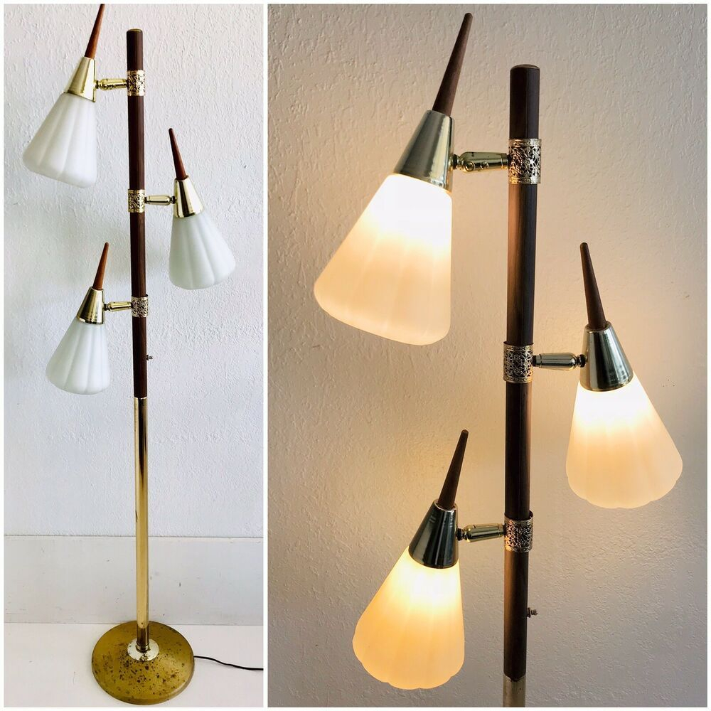 Details About Mid Century Modern 3 Shade Floor Lamp Vtg inside proportions 1000 X 1000
