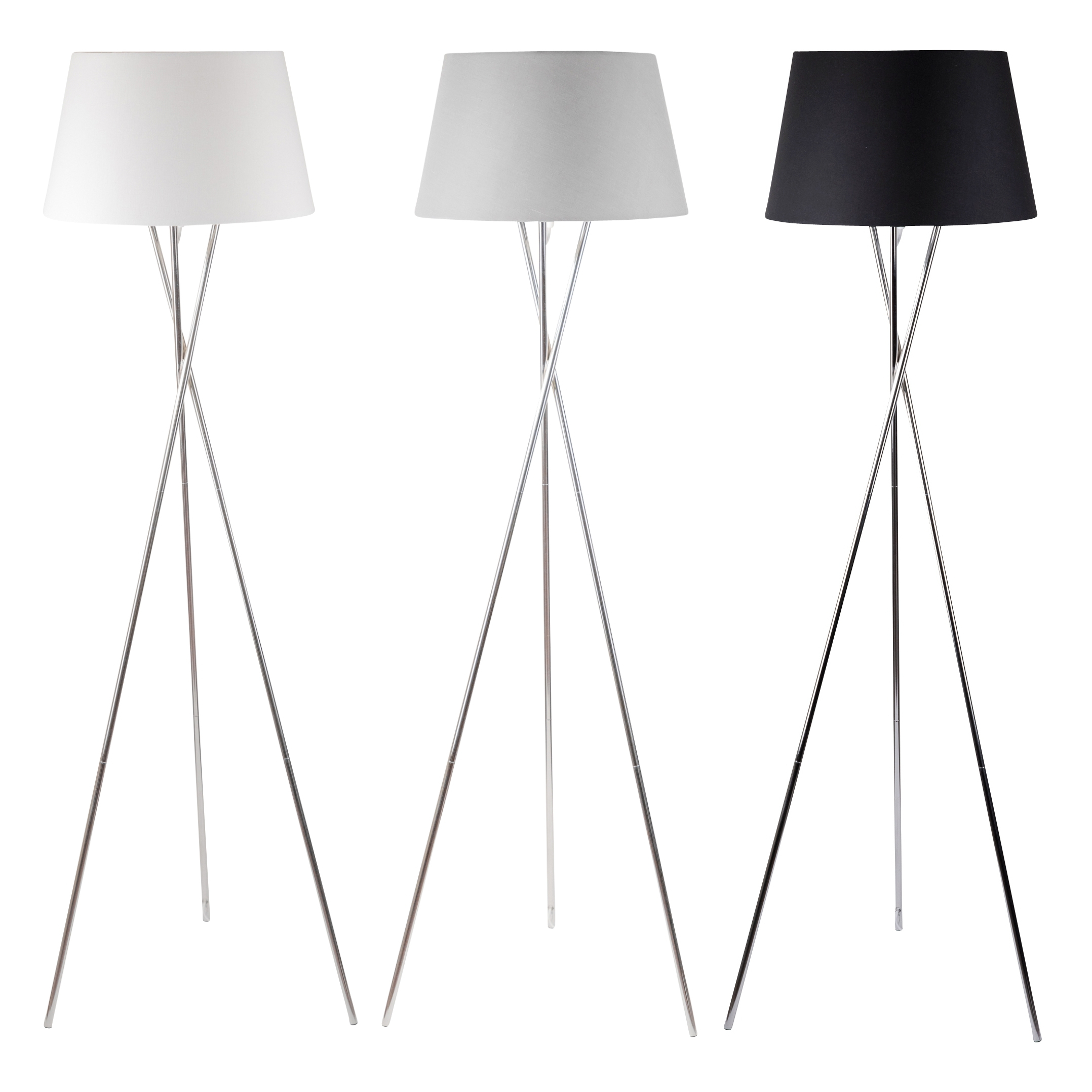 Details About Modern Chrome Twist Tripod Floor Lamp Standard Light Grey White Or Black Shade in proportions 2156 X 2156