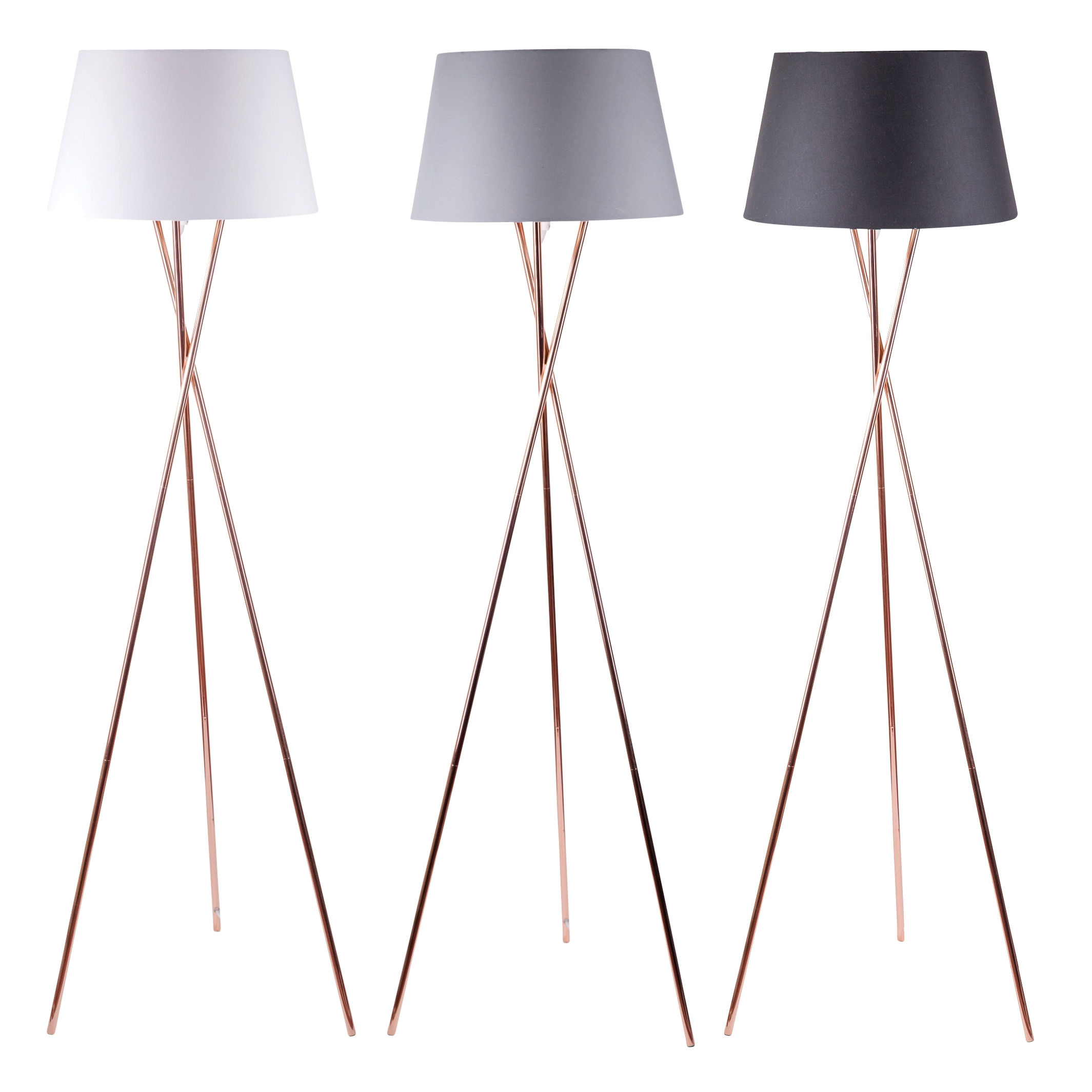 Details About Modern Copper Tripod Floor Lamp Standard Light With Grey White Or Black Shade with proportions 2129 X 2129