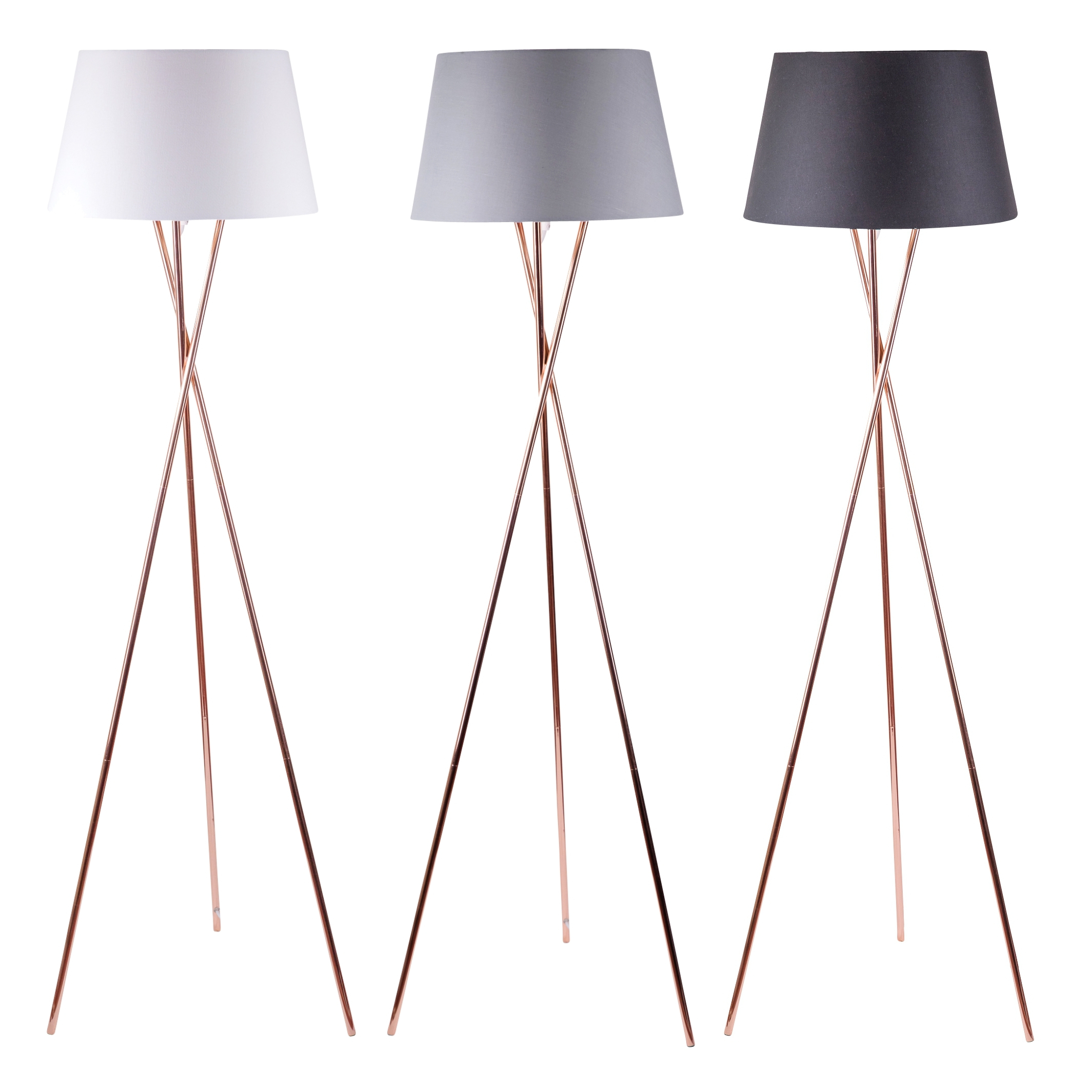 Details About Modern Copper Tripod Floor Lamp Standard Light With Grey White Or Black Shade with sizing 2129 X 2129