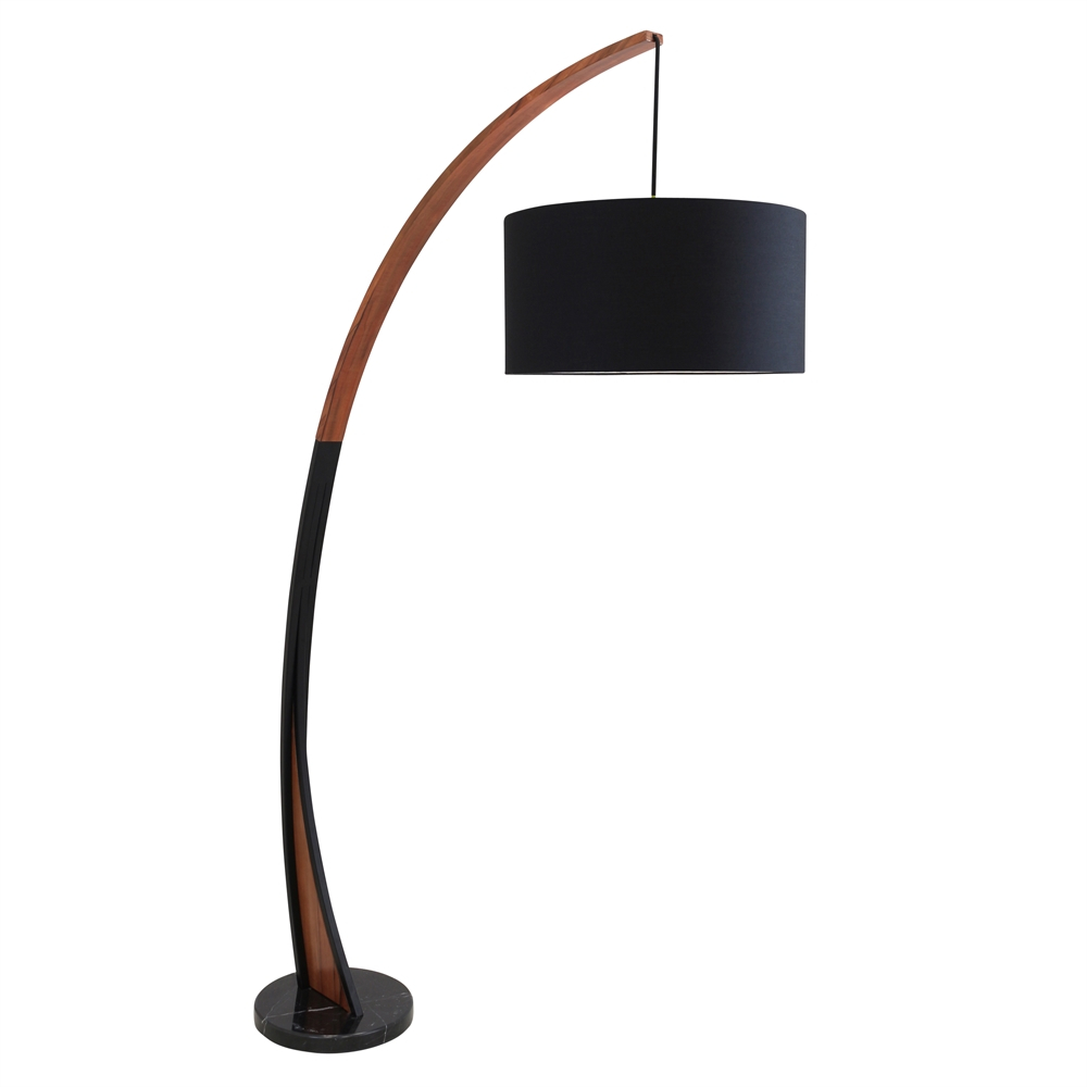 Details About Noah Mid Century Modern Floor Lamp With Walnut Wood Frame And Marble Base within size 1000 X 1000