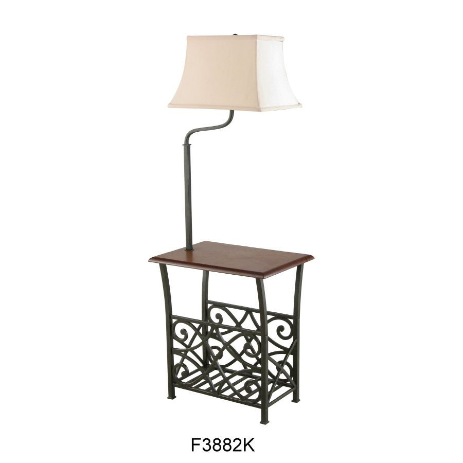 Details About Oak End Table With Build In 54 Floor Lamp inside size 900 X 900
